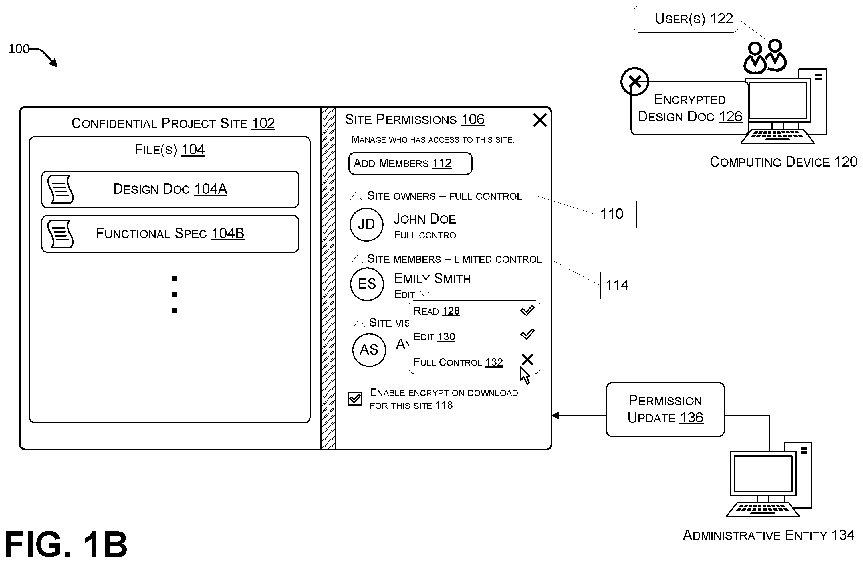 Patent US12348499 Figure 2 – Secure collaboration with file encryption on download