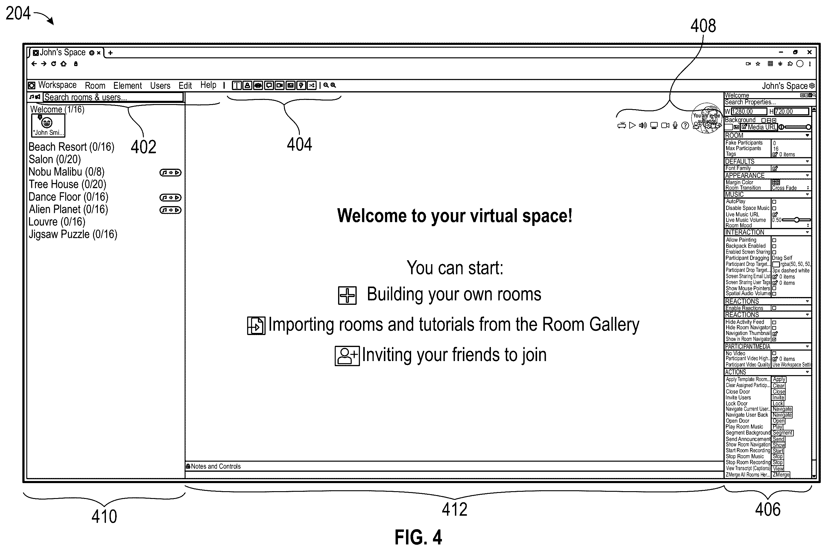 Patent US12348575 Figure 4 – Dynamically assigning participant video feeds within virtual conferencing system