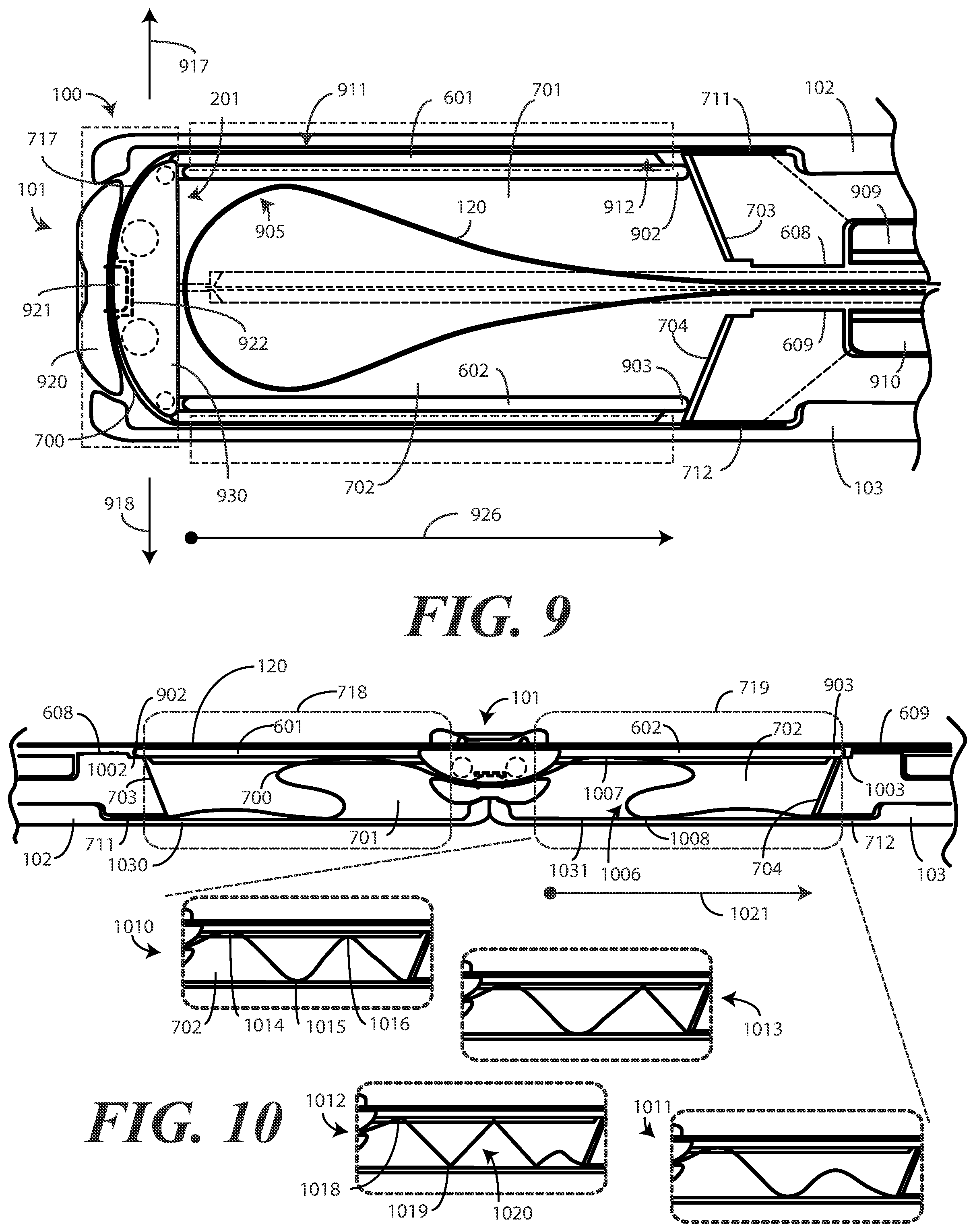 Patent US12348657 Figure 7 – Hinged electronic device with flexible substrate having dynamic regions defining one or more apertures