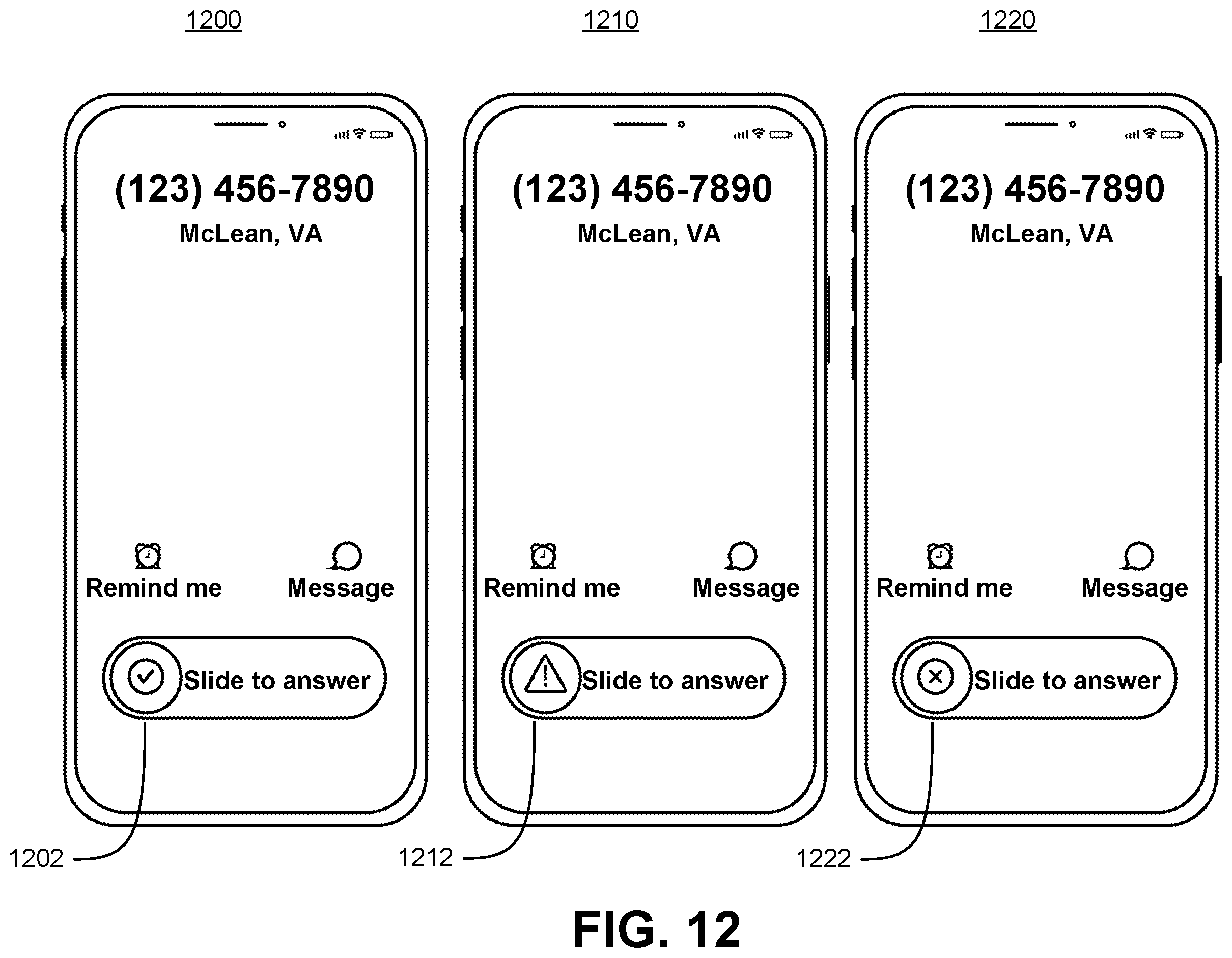 Patent US12348660 Figure 12 – Generating a screening interface for communications