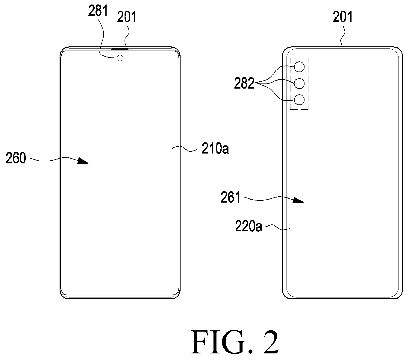 Patent US12348666 Figure 2 – Electronic device including multiple displays and method for operating the same