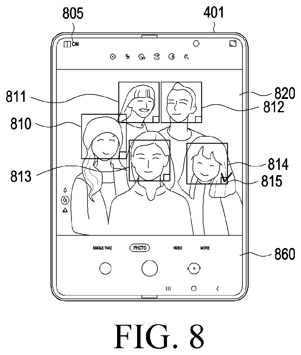 Patent US12348666 Figure 8 – Electronic device including multiple displays and method for operating the same