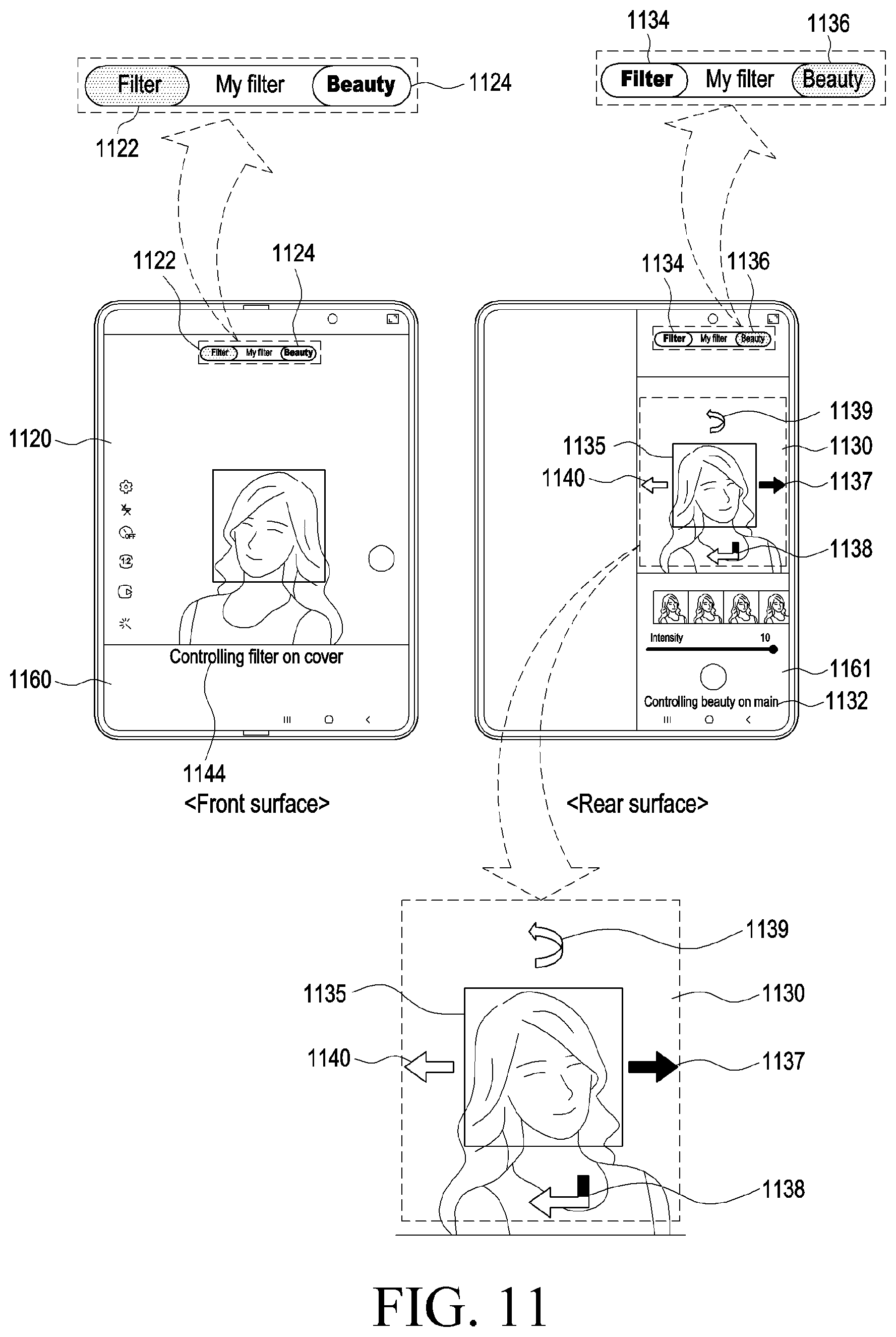 Patent US12348666 Figure 11 – Electronic device including multiple displays and method for operating the same
