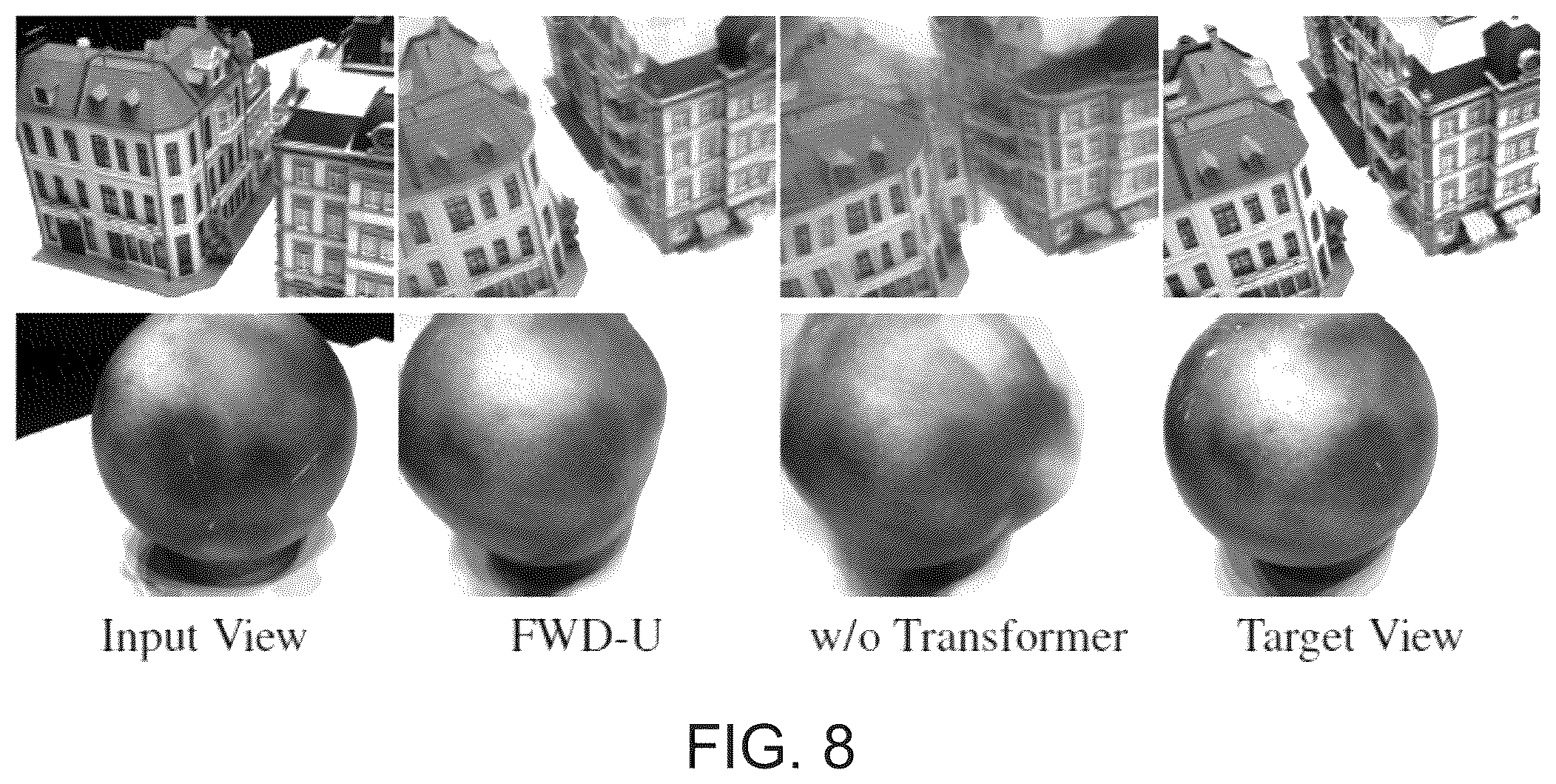 Patent US12348700 Figure 8 – Real-time novel view synthesis with forward warping and depth