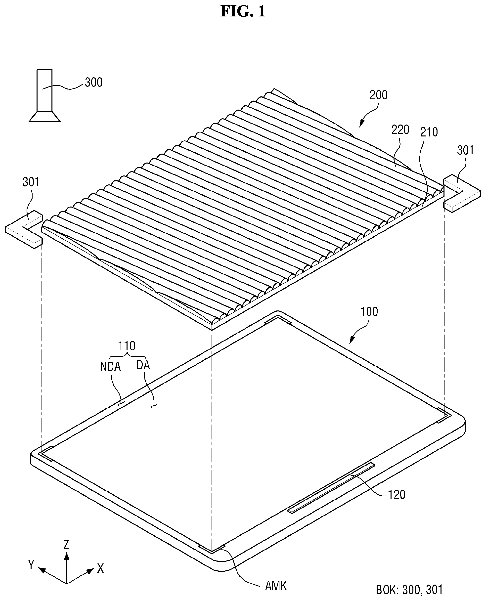 Patent US12348701 Figure 1 – Display device and panel bonding system comprising the same