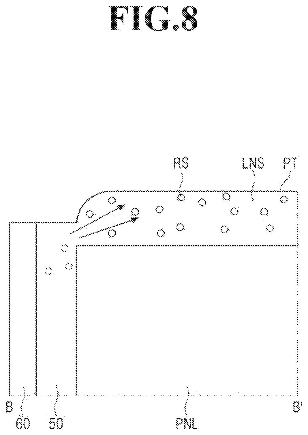 Patent US12348703 Figure 8 – Display device including switchable lens layer and resin for displaying a three-dimensional (3D) image and a two-dimensional (2D) image