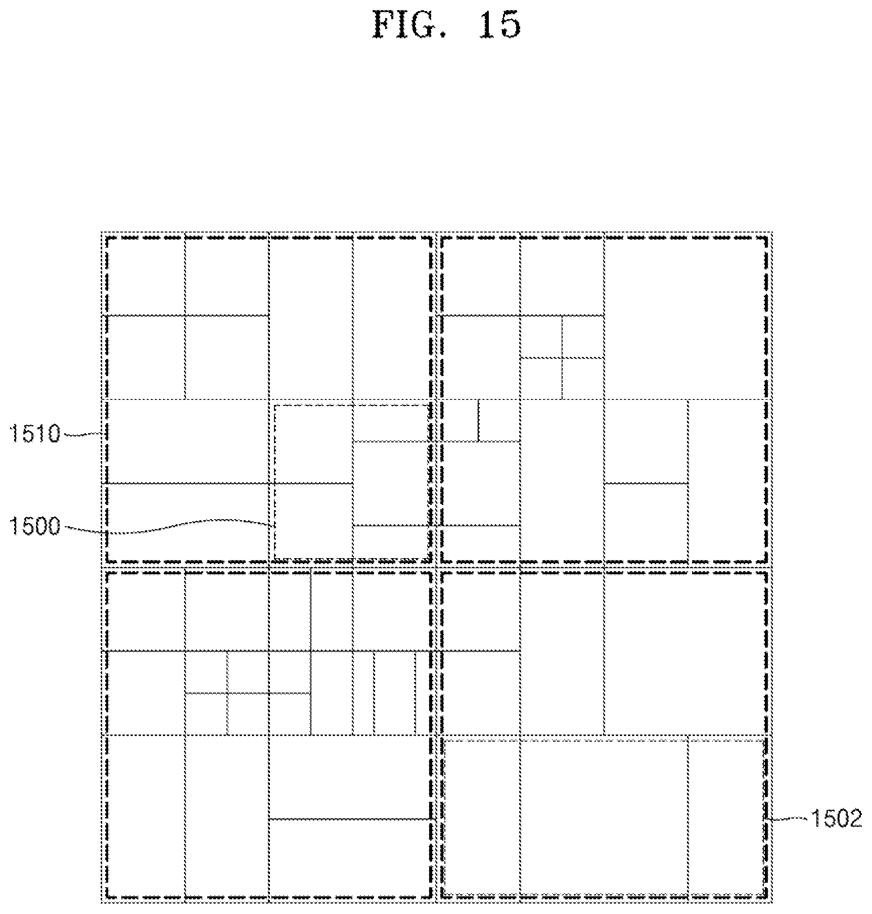 Patent US12348714 Figure 15 – Image encoding device and image decoding device using triangular prediction mode, and image encoding method and image decoding method performed thereby