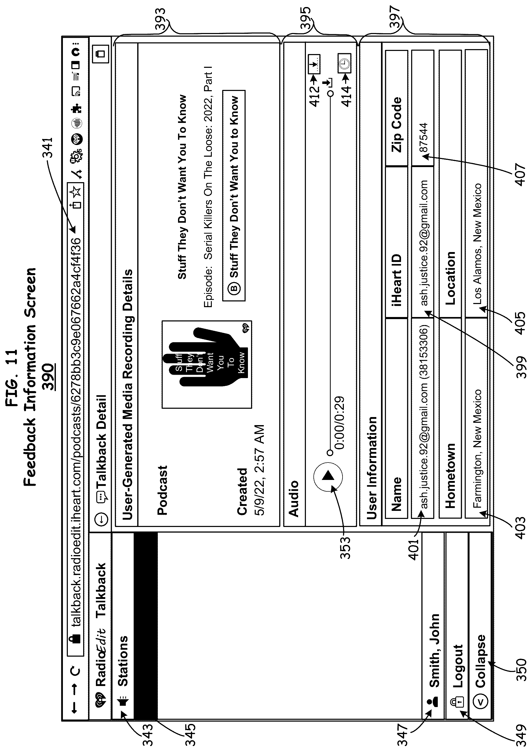 Patent US12348810 Figure 11 – Incorporating user-recorded feedback into media broadcast