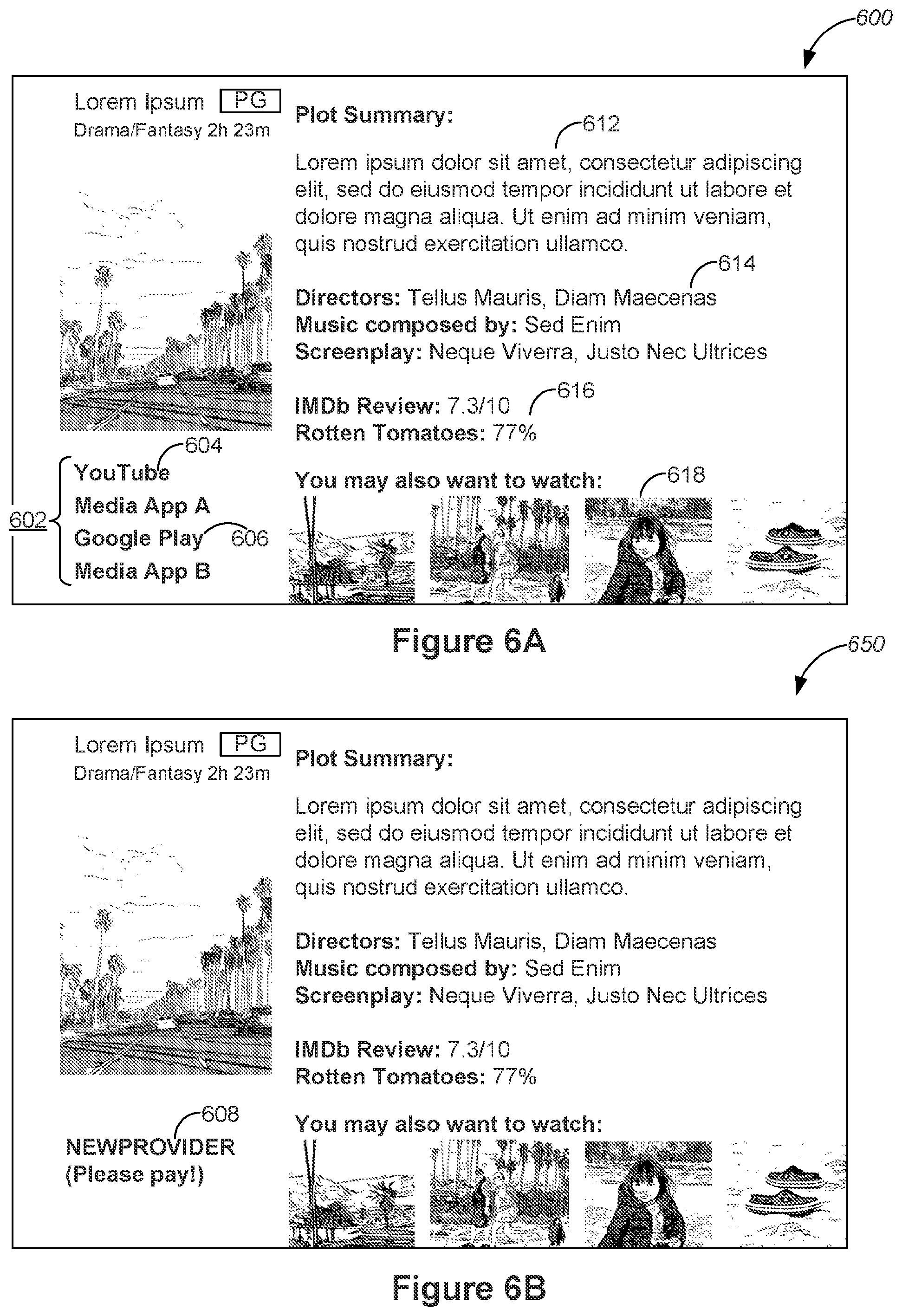 Patent US12348827 Figure 6 – Network-connected television devices with knowledge-based media content recommendations and unified user interfaces that present upcoming media content