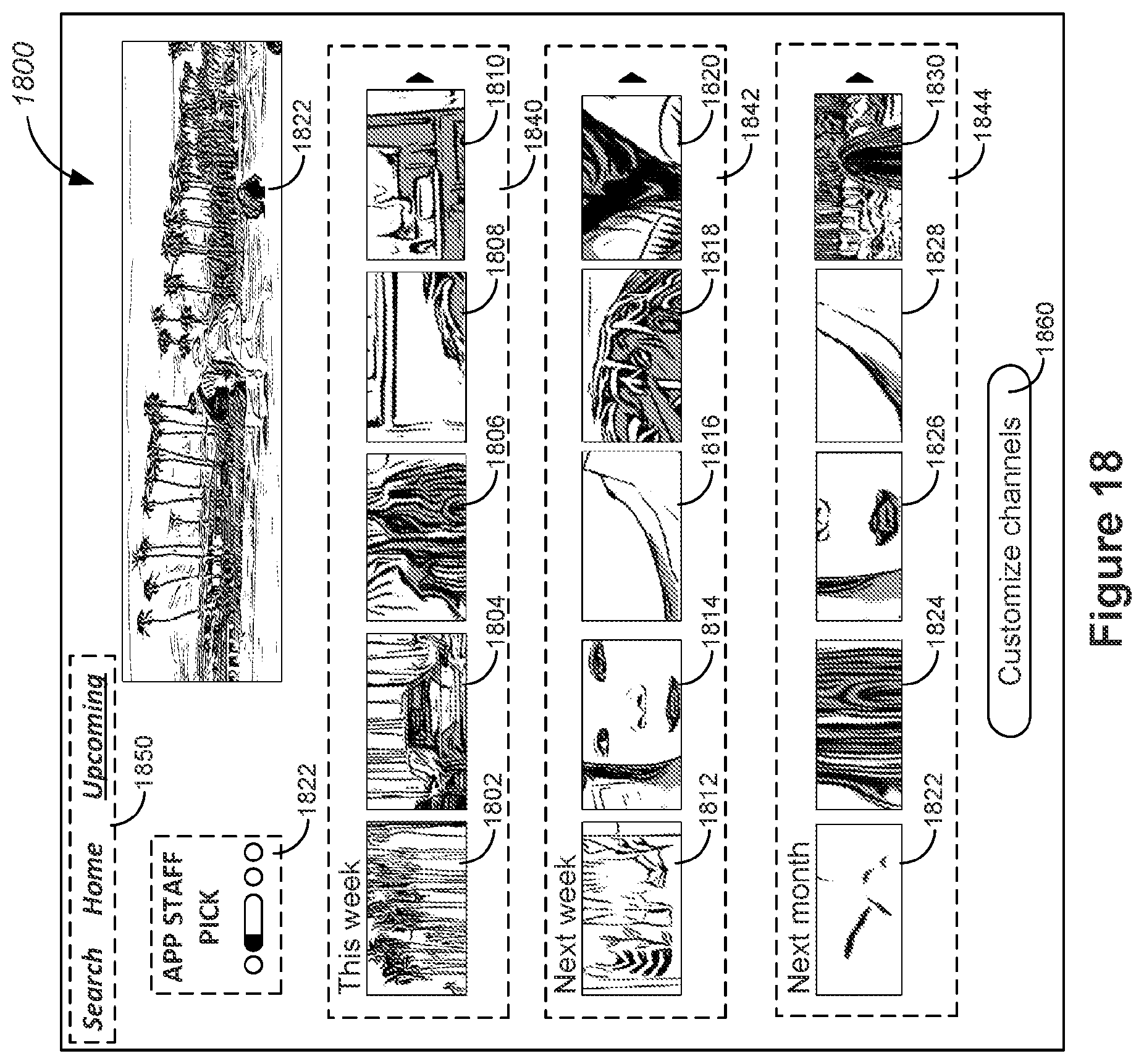 Patent US12348827 Figure 19 – Network-connected television devices with knowledge-based media content recommendations and unified user interfaces that present upcoming media content
