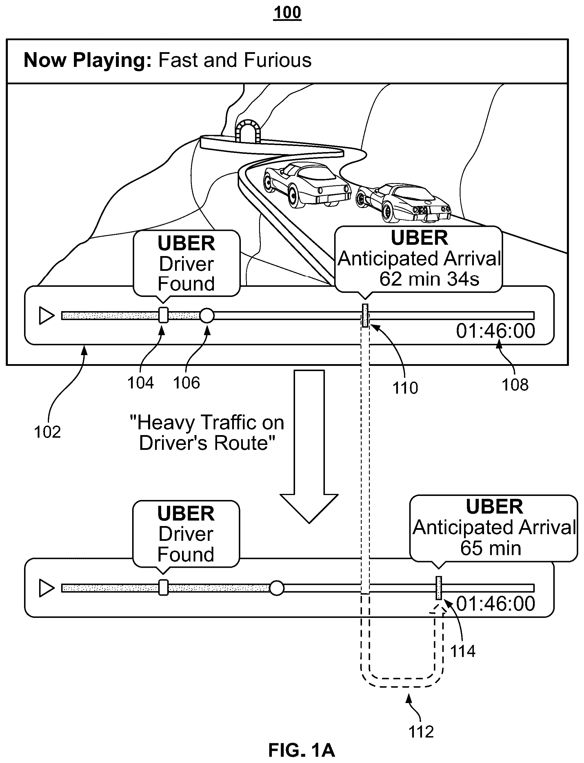Patent US12348831 Figure 1 – Systems and methods for displaying notifications of anticipated dynamic events on a media progress indicator