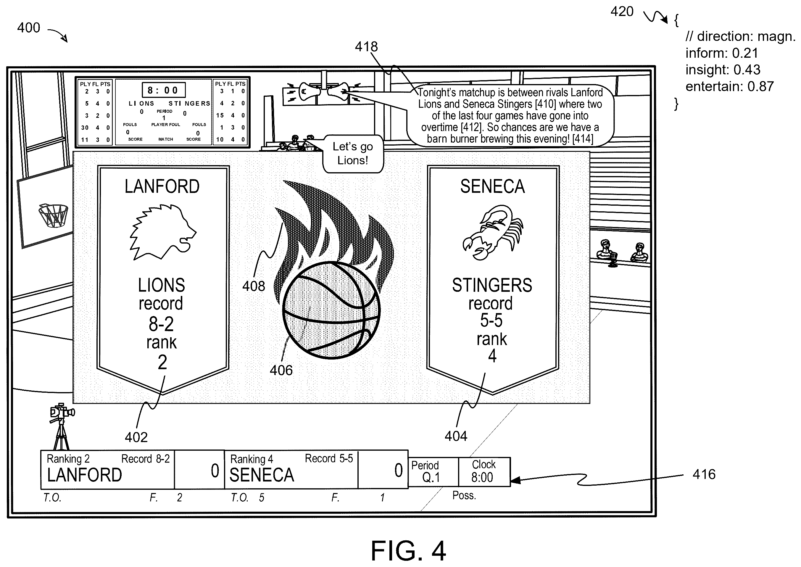 Patent US12348839 Figure 4 – Intelligent media production for enhanced streaming of a live sporting event