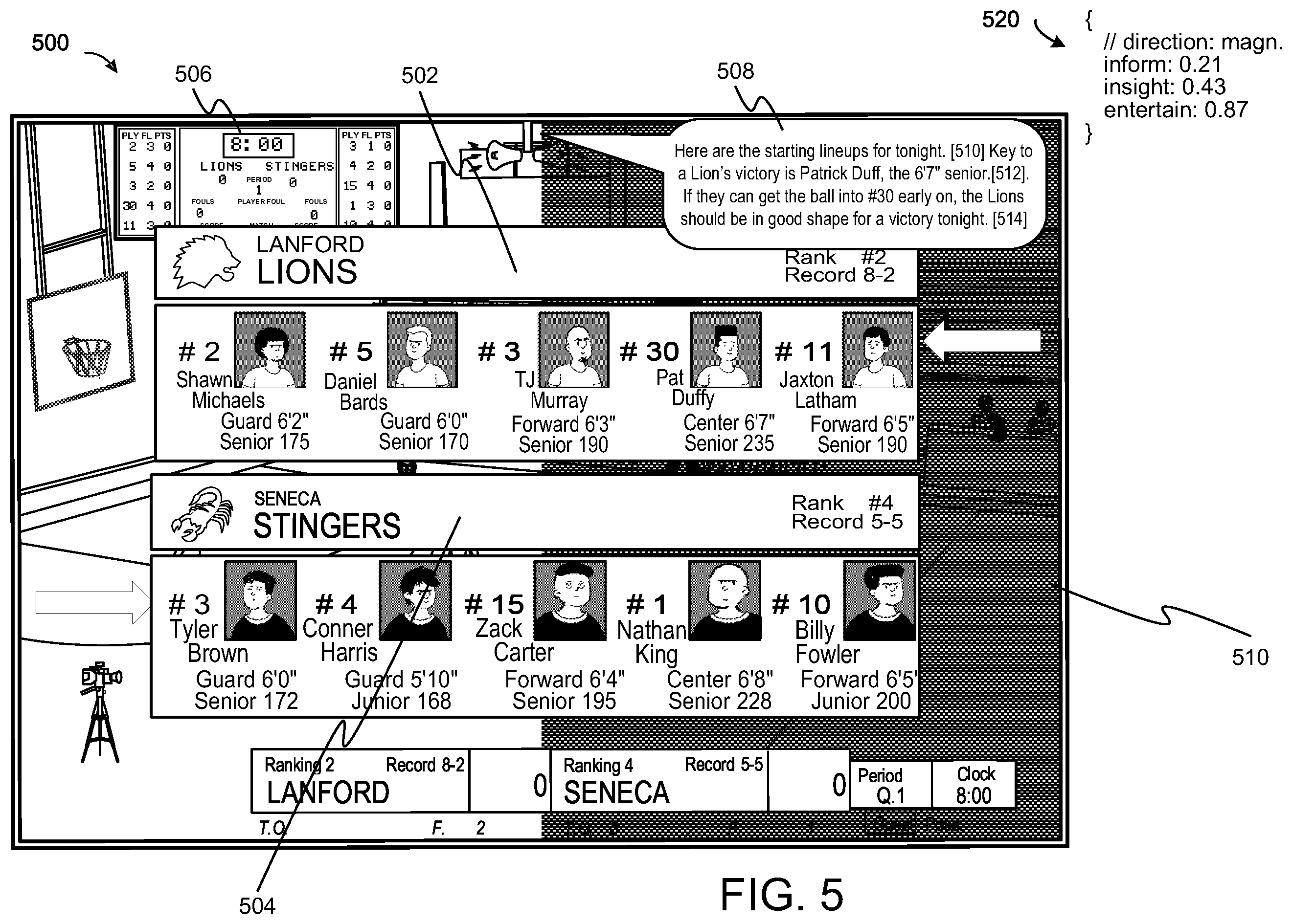 Patent US12348839 Figure 5 – Intelligent media production for enhanced streaming of a live sporting event