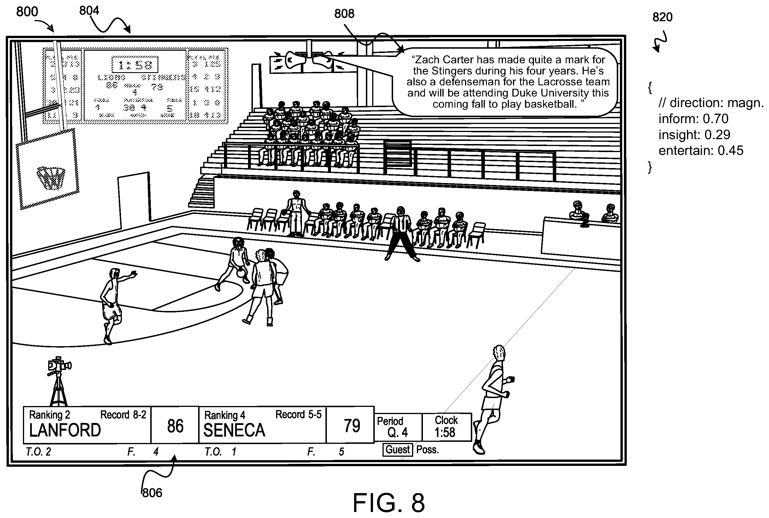 Patent US12348839 Figure 8 – Intelligent media production for enhanced streaming of a live sporting event