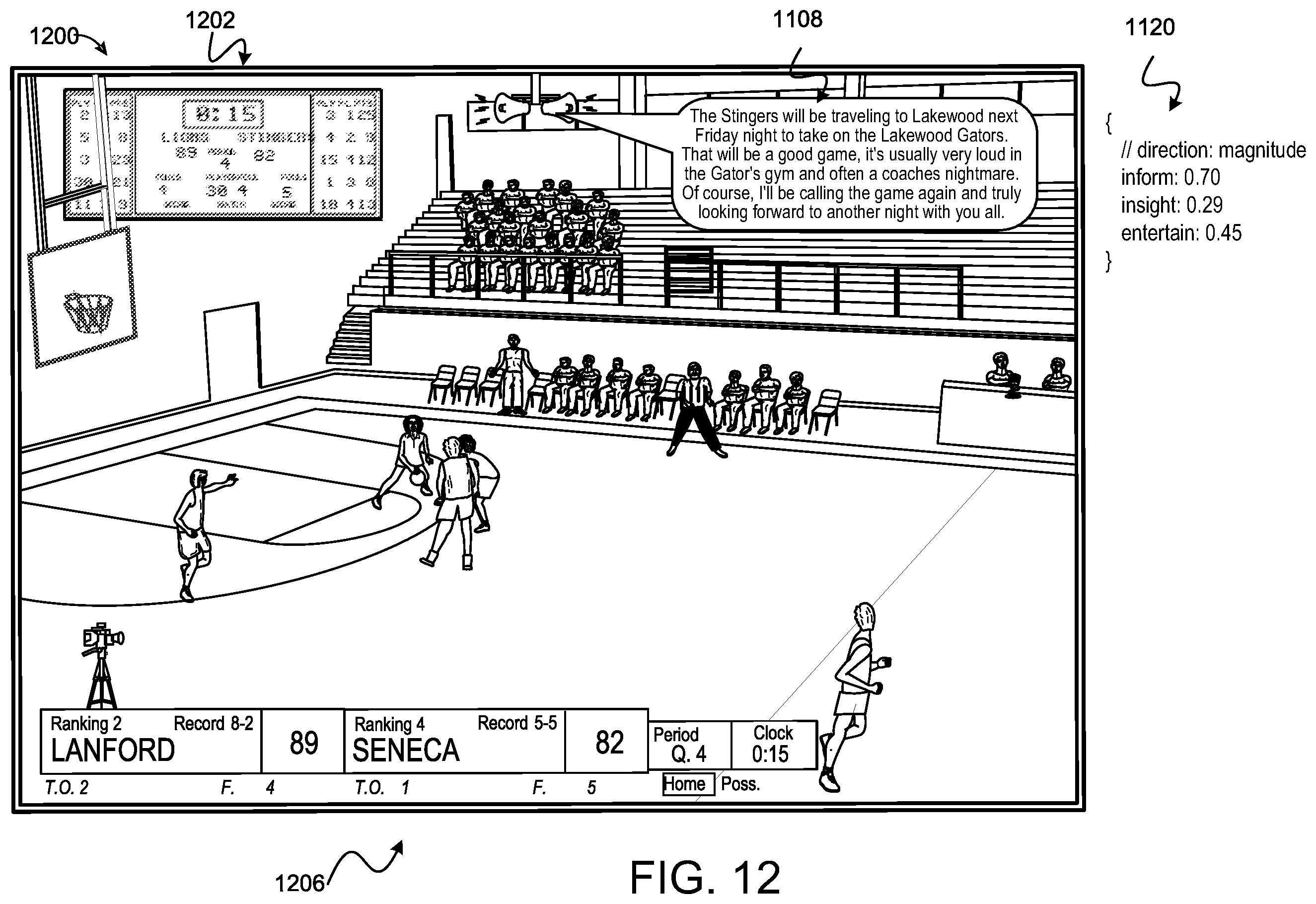 Patent US12348839 Figure 12 – Intelligent media production for enhanced streaming of a live sporting event