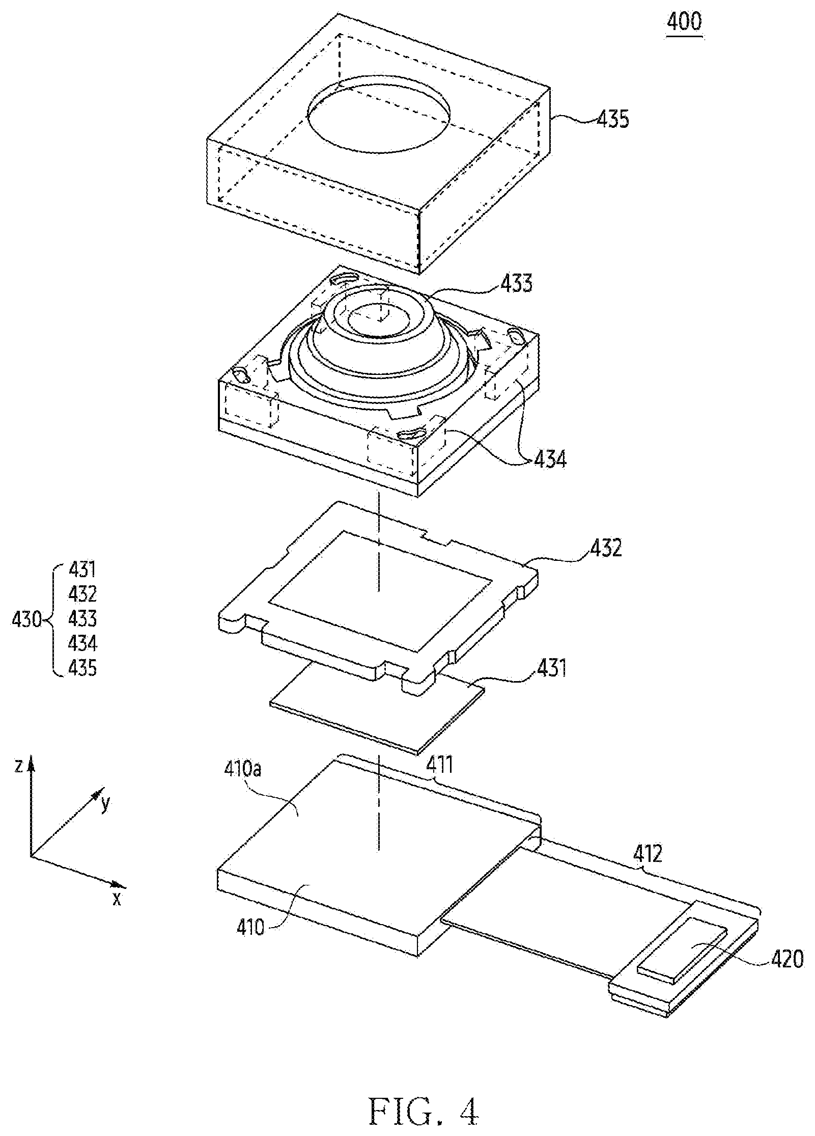 Patent US12348844 Figure 4 – Electronic device including structure for supporting camera module