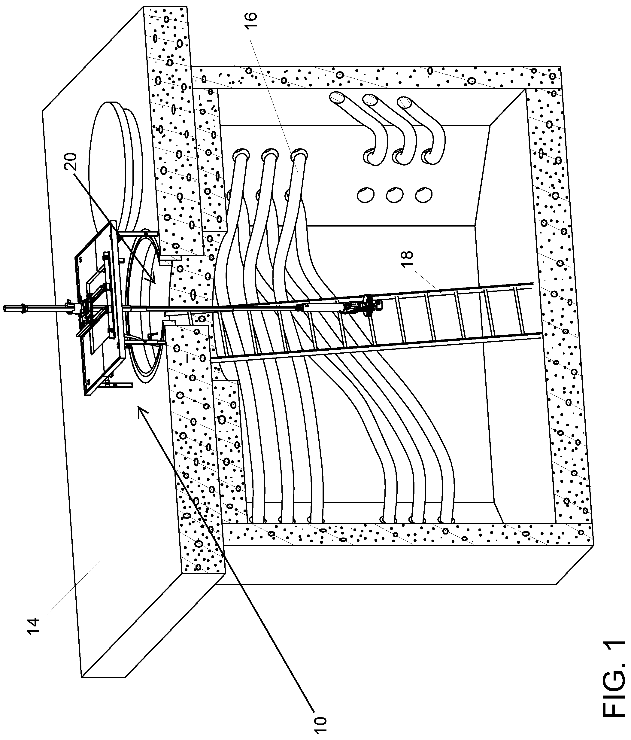 Patent US12348849 Figure 1 – Stabalized electrical manhole inspection tool