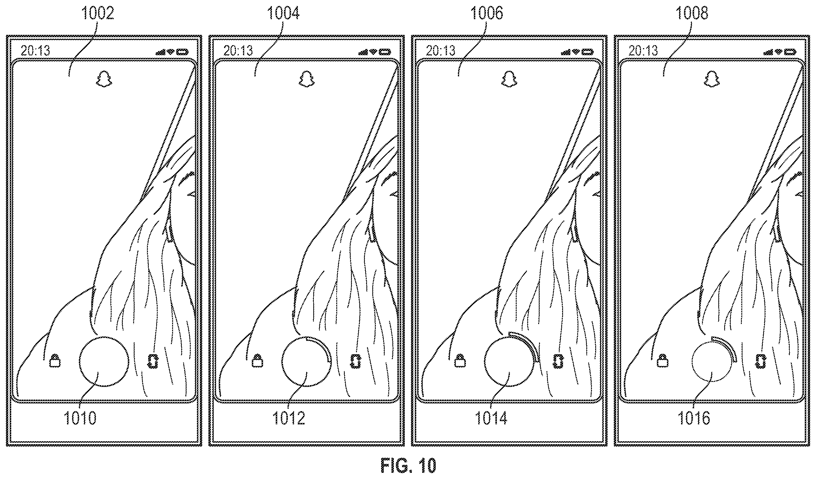 Patent US12348855 Figure 8 – Providing draggable shutter button during video recording
