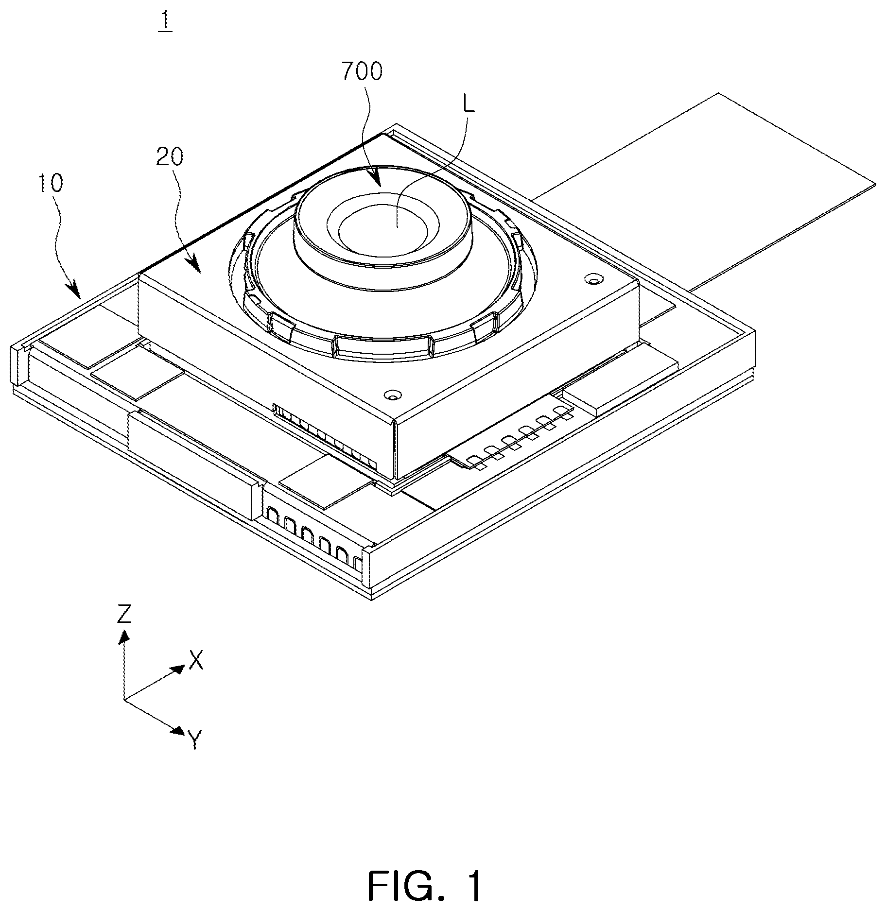 Patent US12348868 Figure 1 – Camera module actuator for optical image stabilization with movable image sensor