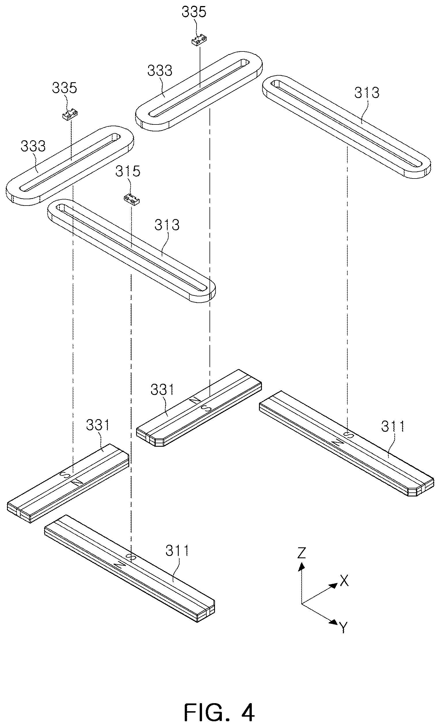 Patent US12348868 Figure 4 – Camera module actuator for optical image stabilization with movable image sensor