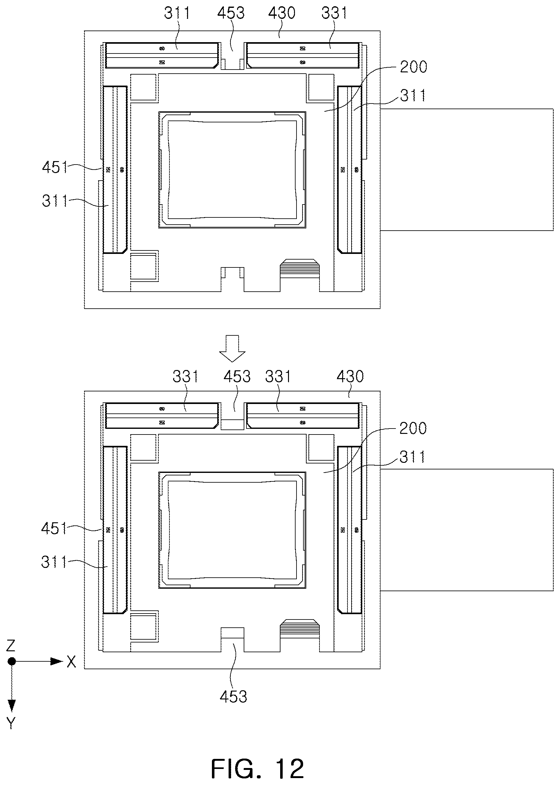 Patent US12348868 Figure 14 – Camera module actuator for optical image stabilization with movable image sensor
