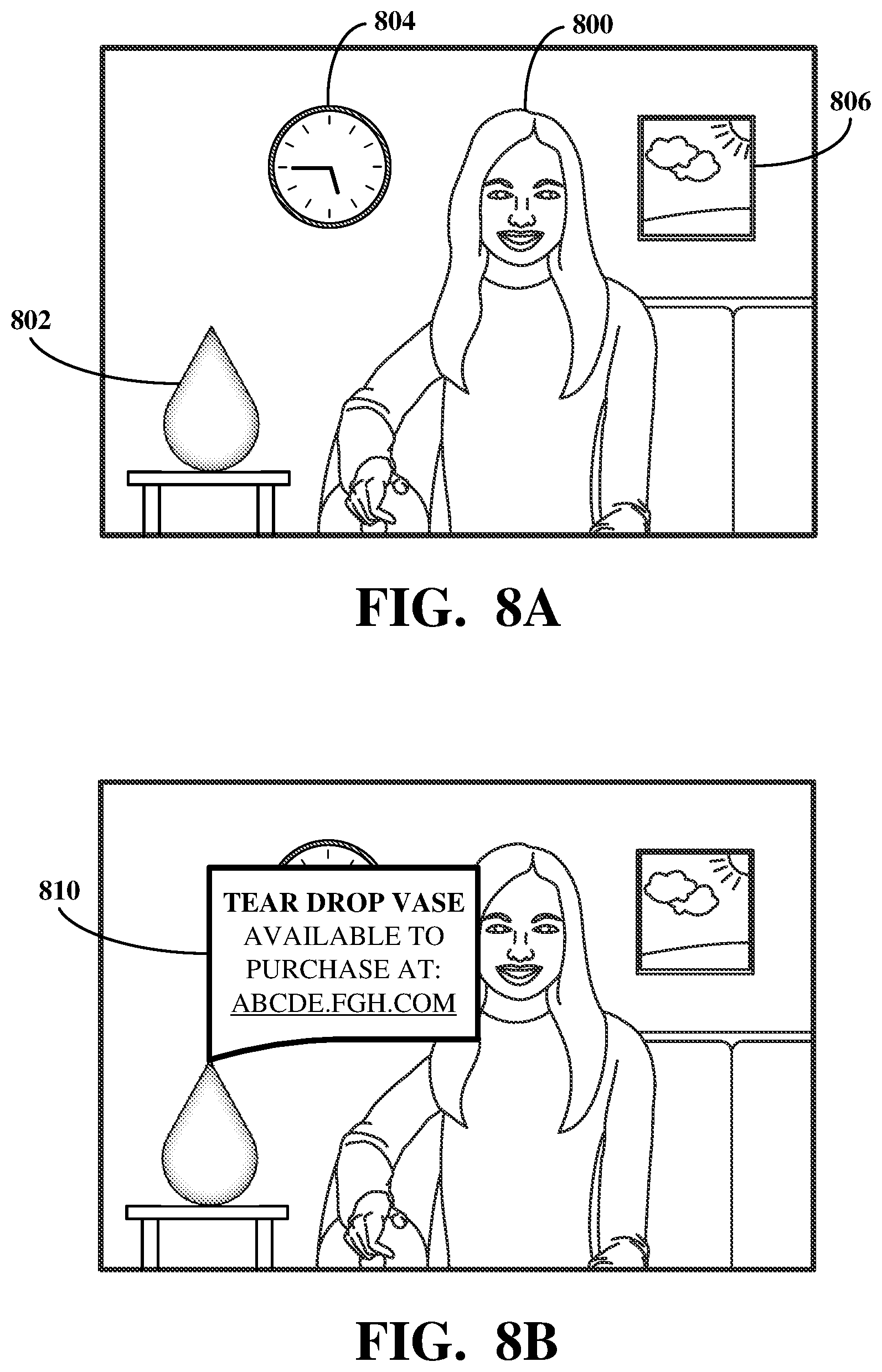Patent US12348901 Figure 8 – Outputting information associated with an interacted object depicted within a video stream
