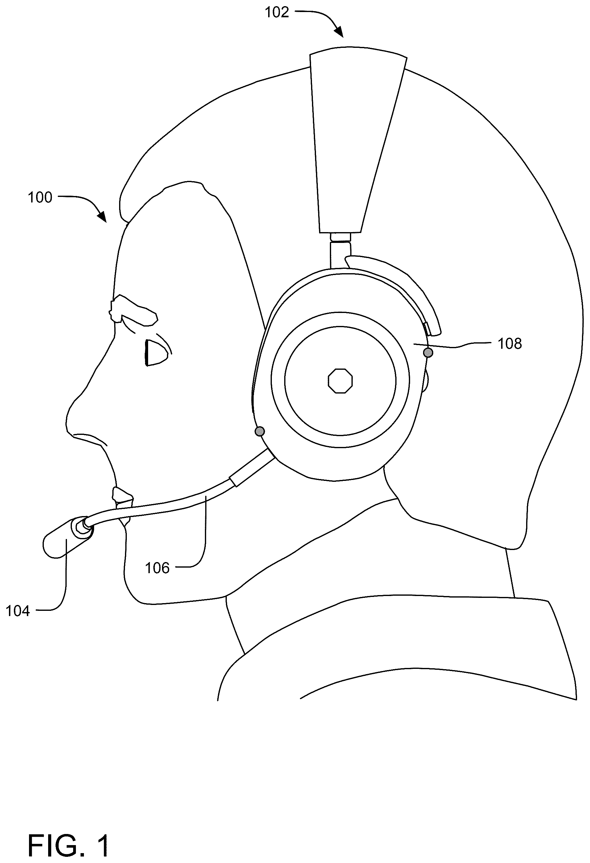 Patent US12348926 Figure 1 – Multi-microphone headset