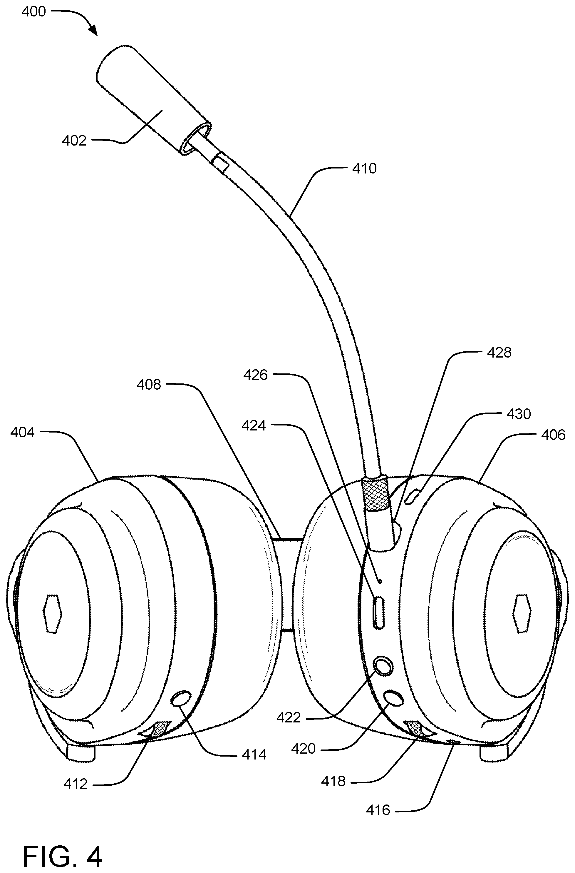 Patent US12348926 Figure 4 – Multi-microphone headset