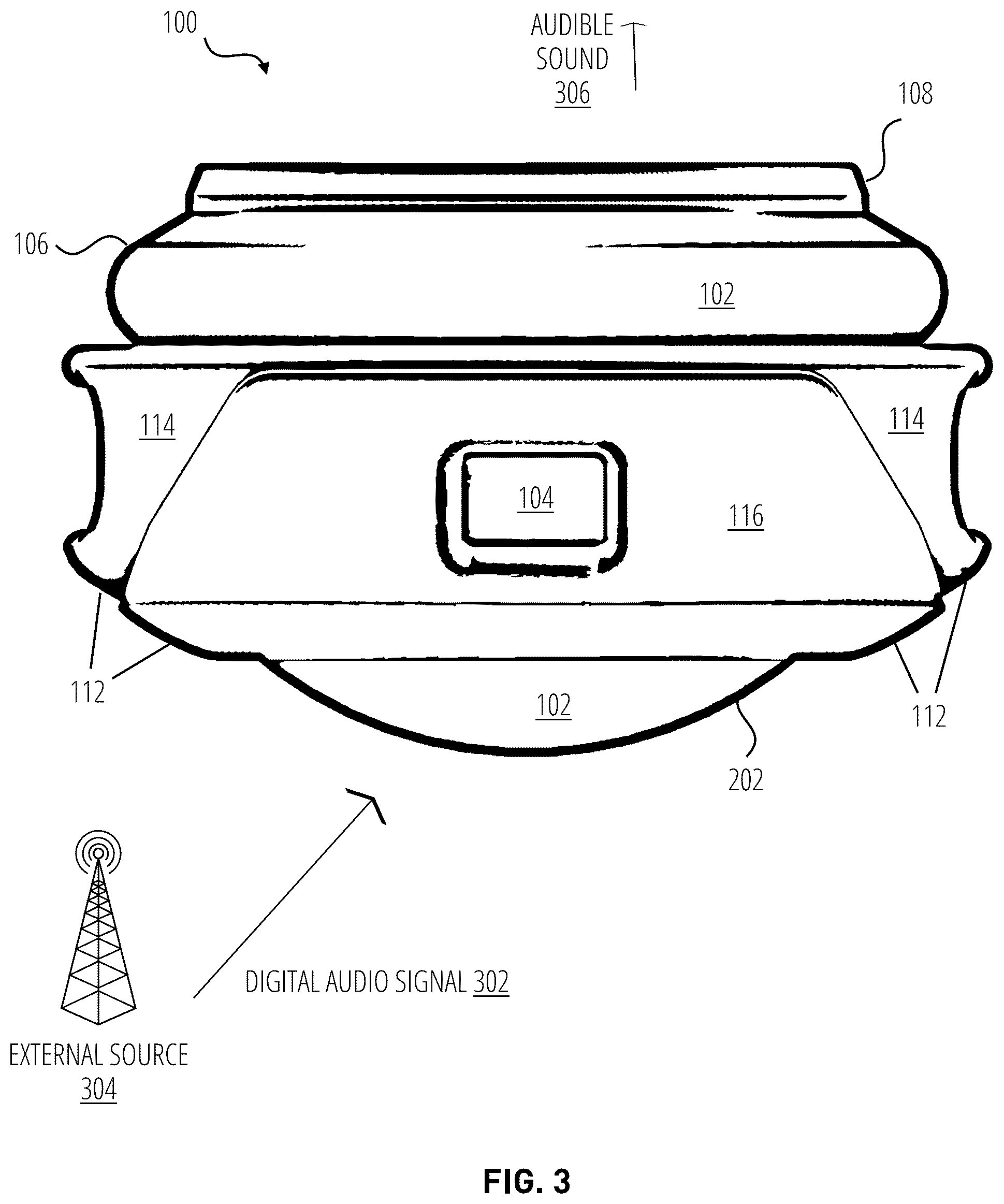 Patent US12348928 Figure 3 – Suction cup headphone apparatus