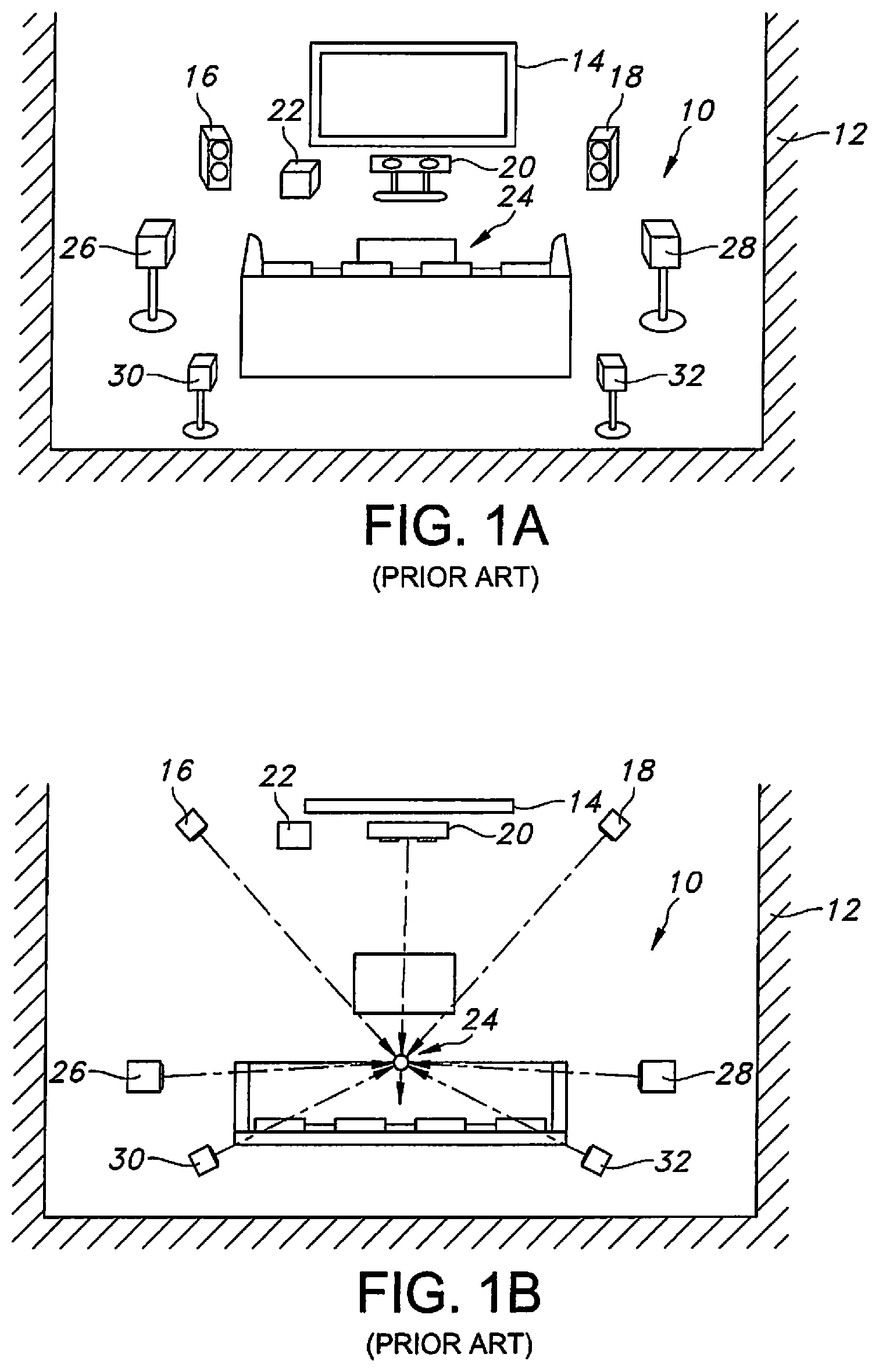 Patent US12348949 Figure 1 – Active cancellation of a height-channel soundbar array's forward sound radiation