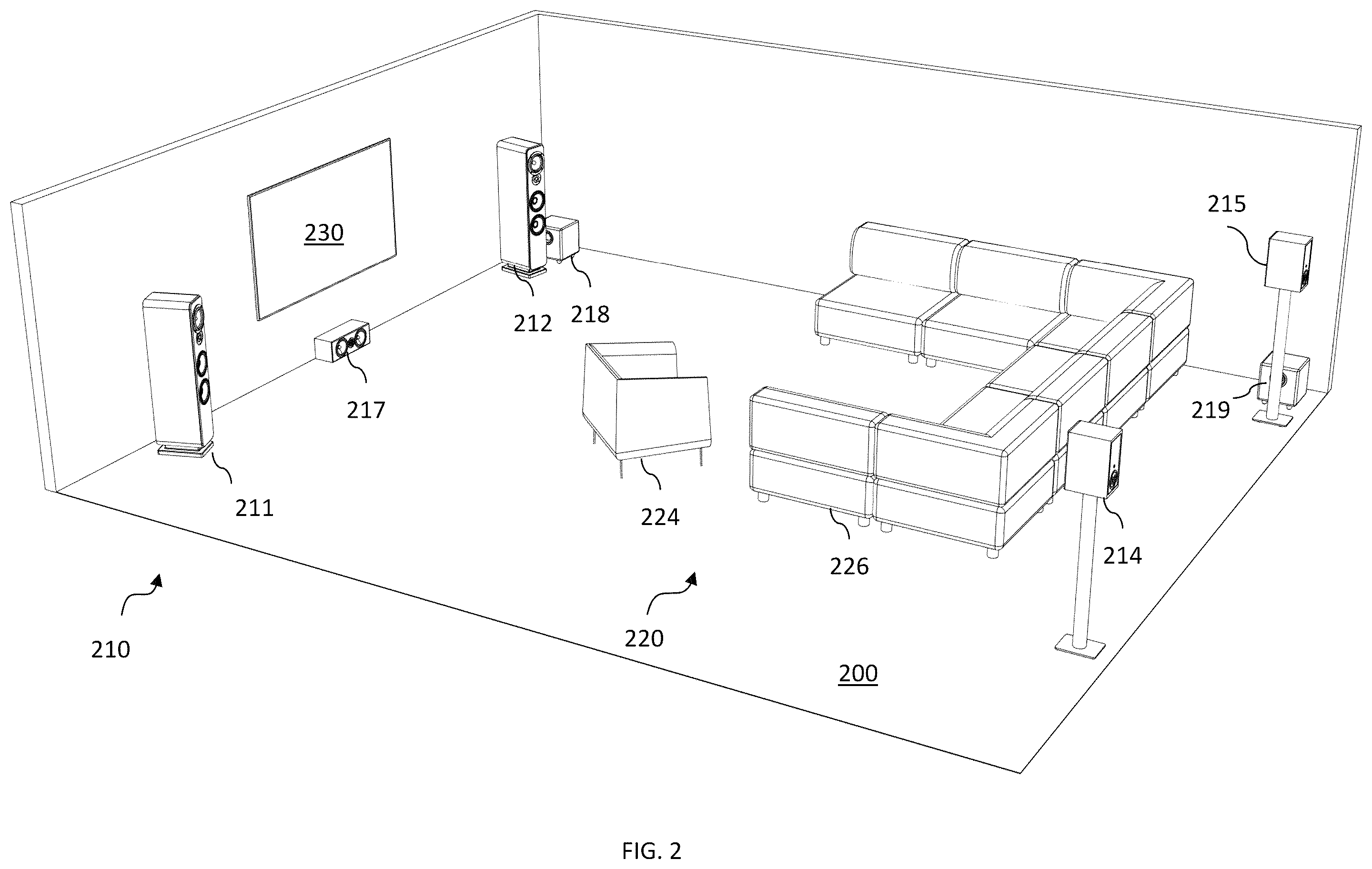 Patent US12348954 Figure 2 – Vision-based sound simulation for correcting acoustics at a location