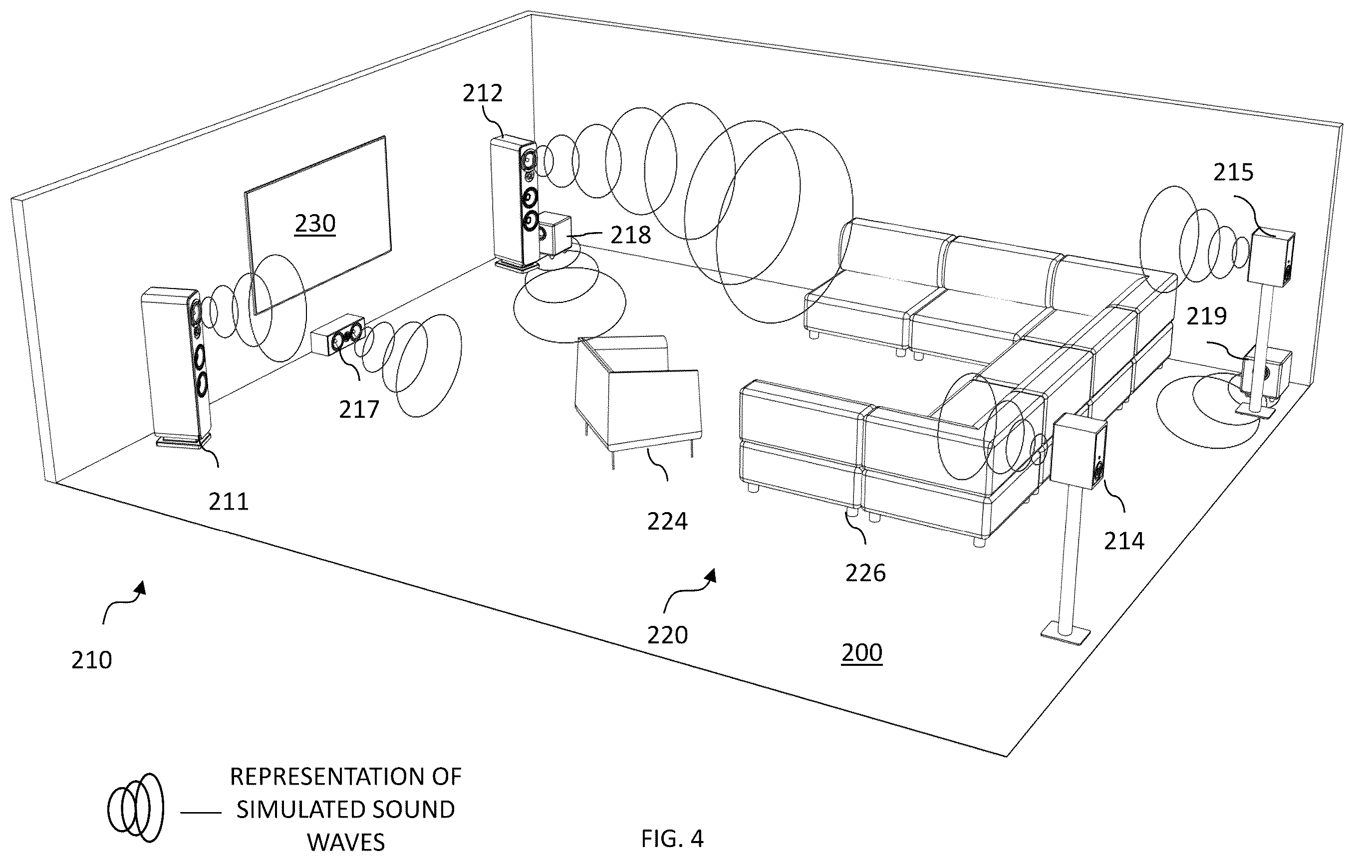Patent US12348954 Figure 4 – Vision-based sound simulation for correcting acoustics at a location