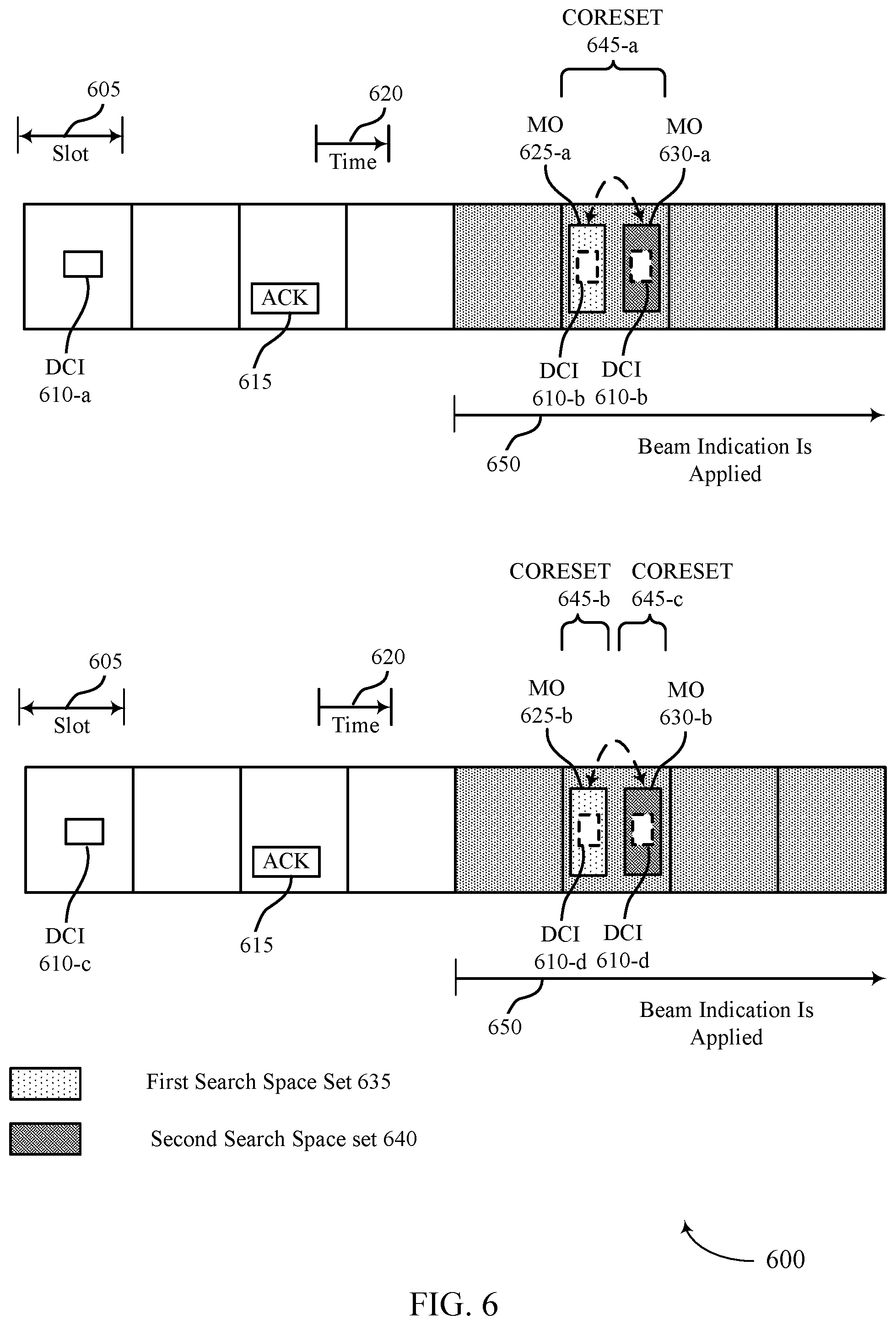 Patent US12348992 Figure 6 – Search space set linking with unified beam configurations