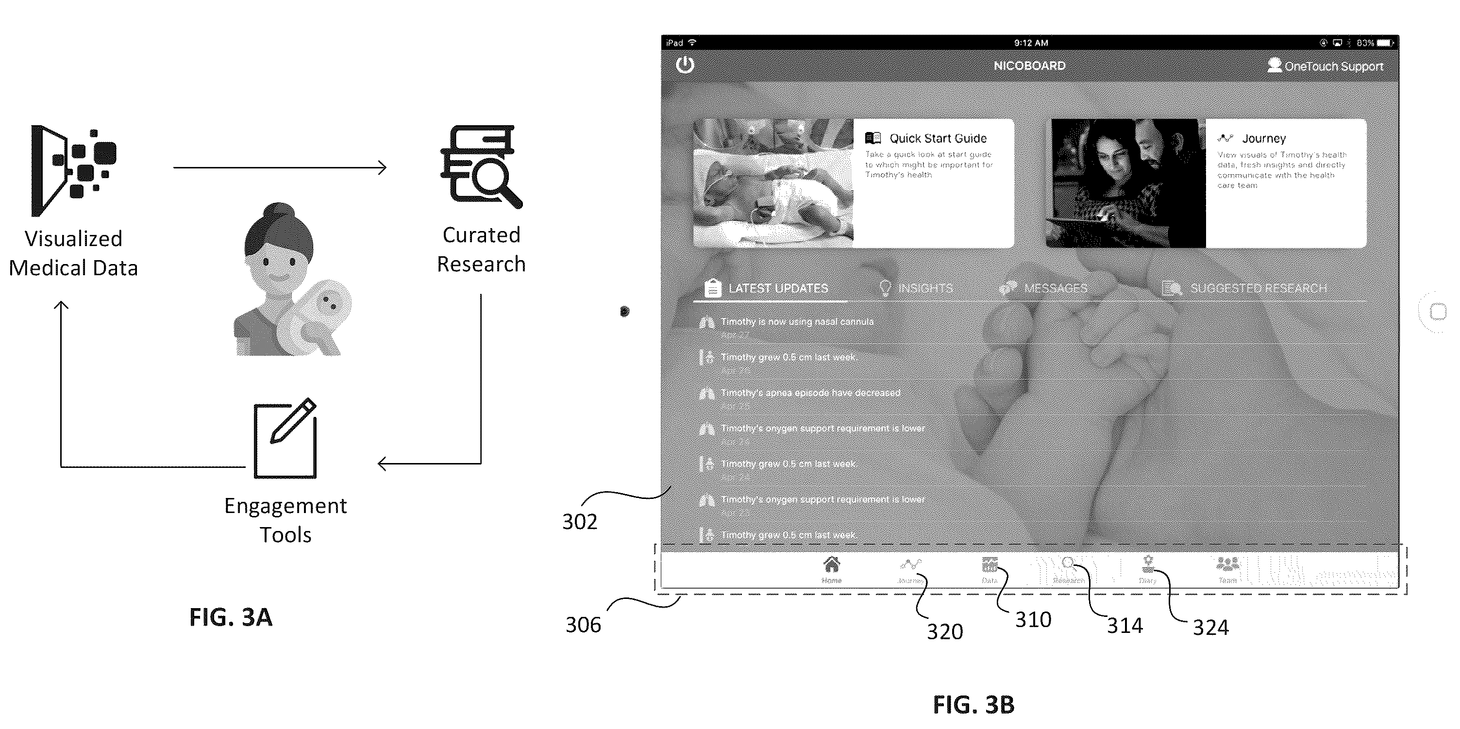 Patent US12350005 Figure 3 – Portable device having user interface for visualizing data from medical monitoring and laboratory equipment