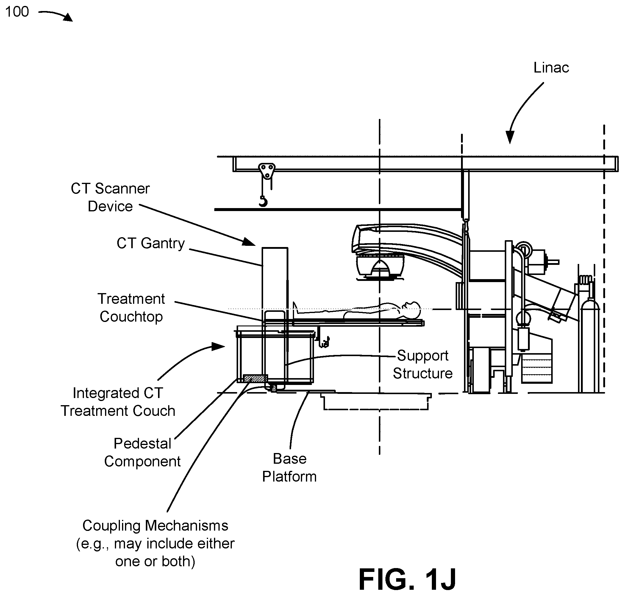 Patent US12350076 Figure 10 – Integrated computed tomography (CT) treatment couch system