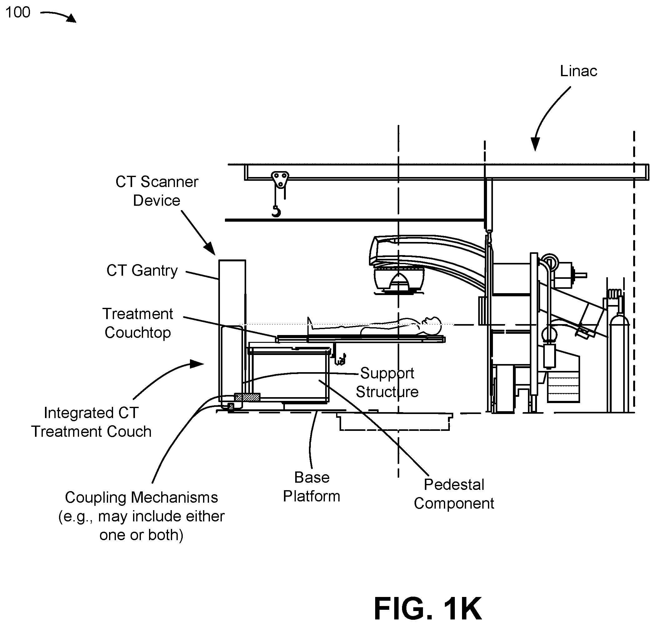 Patent US12350076 Figure 11 – Integrated computed tomography (CT) treatment couch system