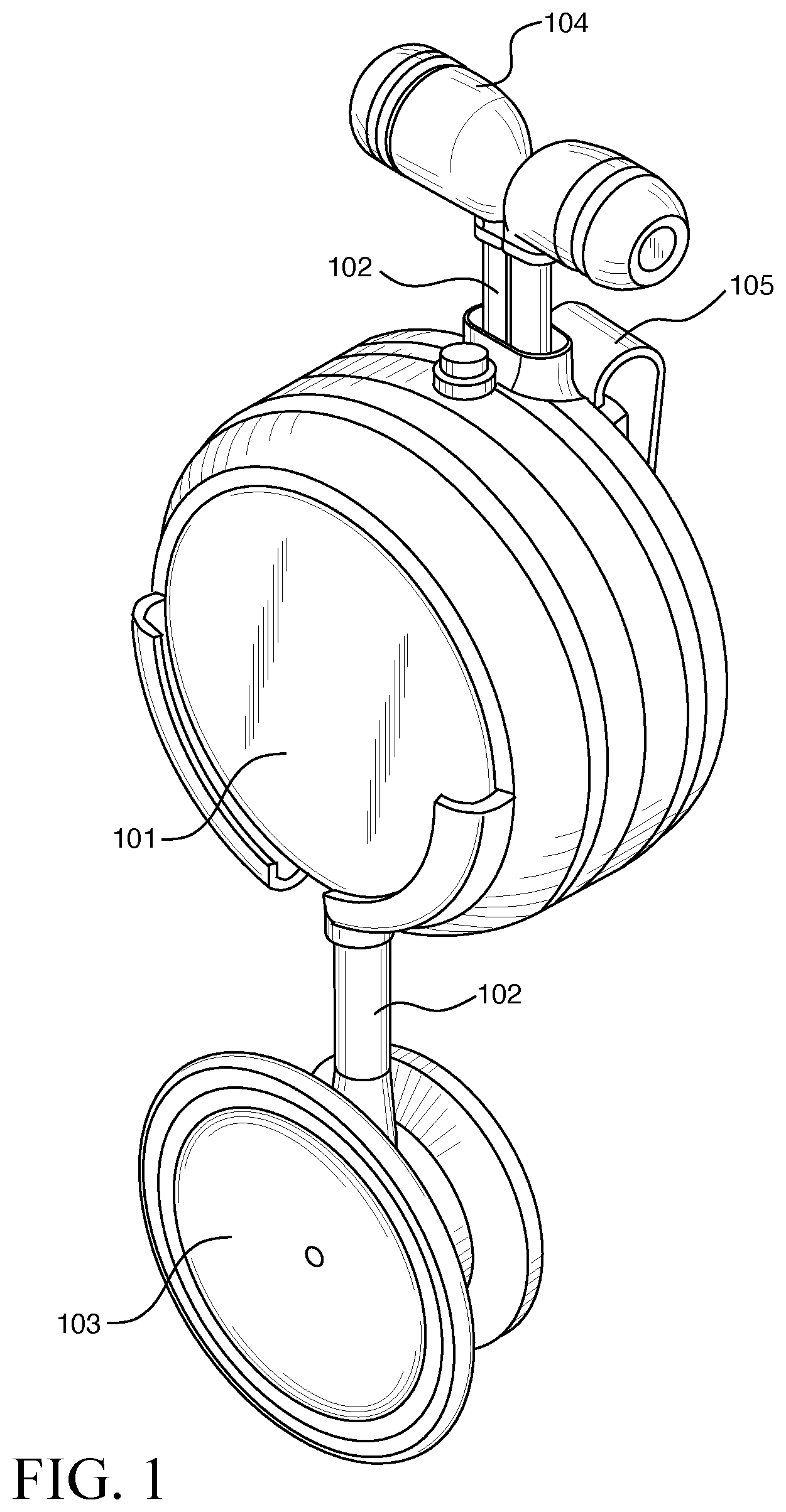 Patent US12350091 Figure 1 – Retractable stethoscope
