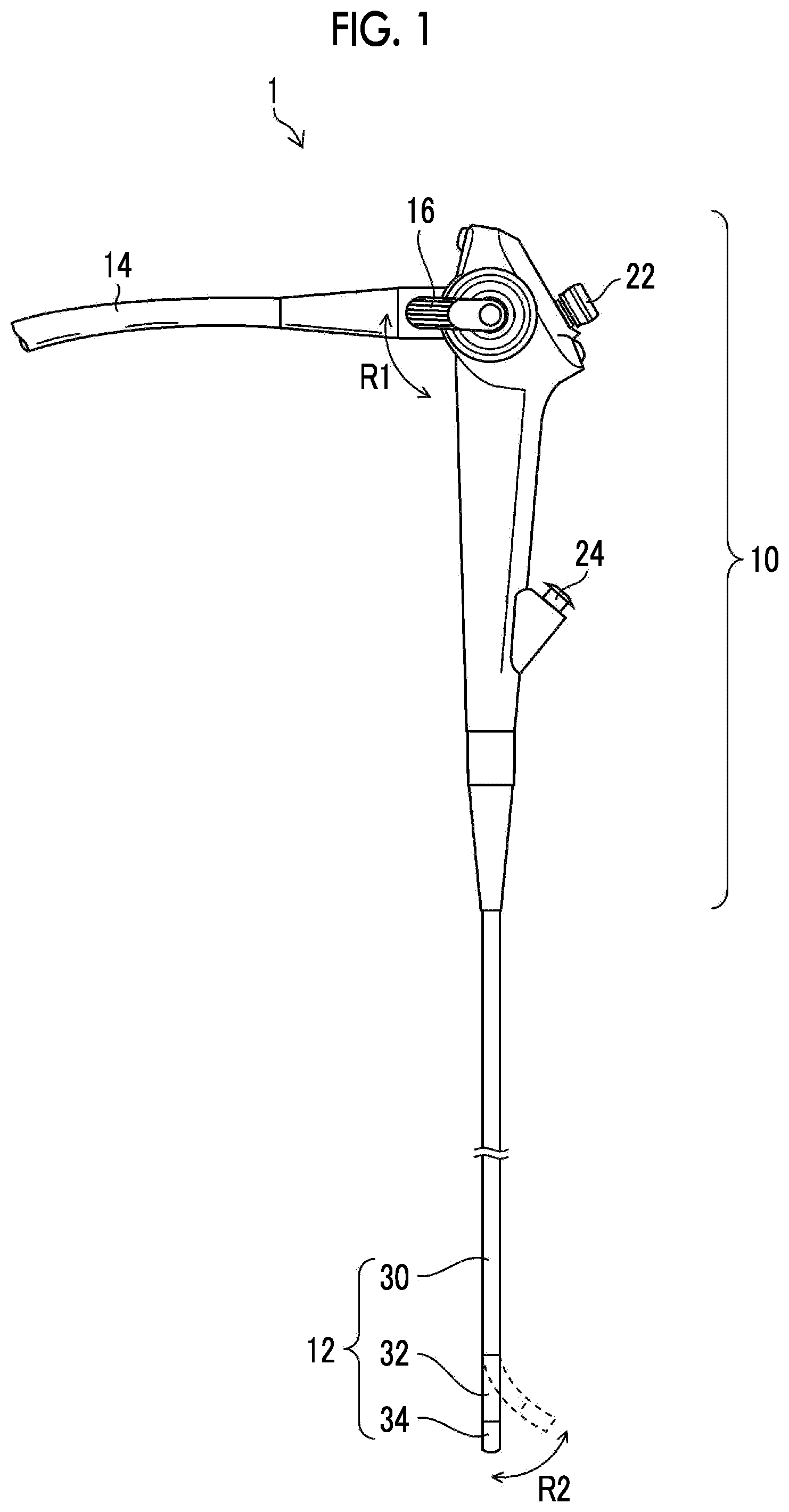 Patent US12350096 Figure 1 – Ultrasonic endoscope