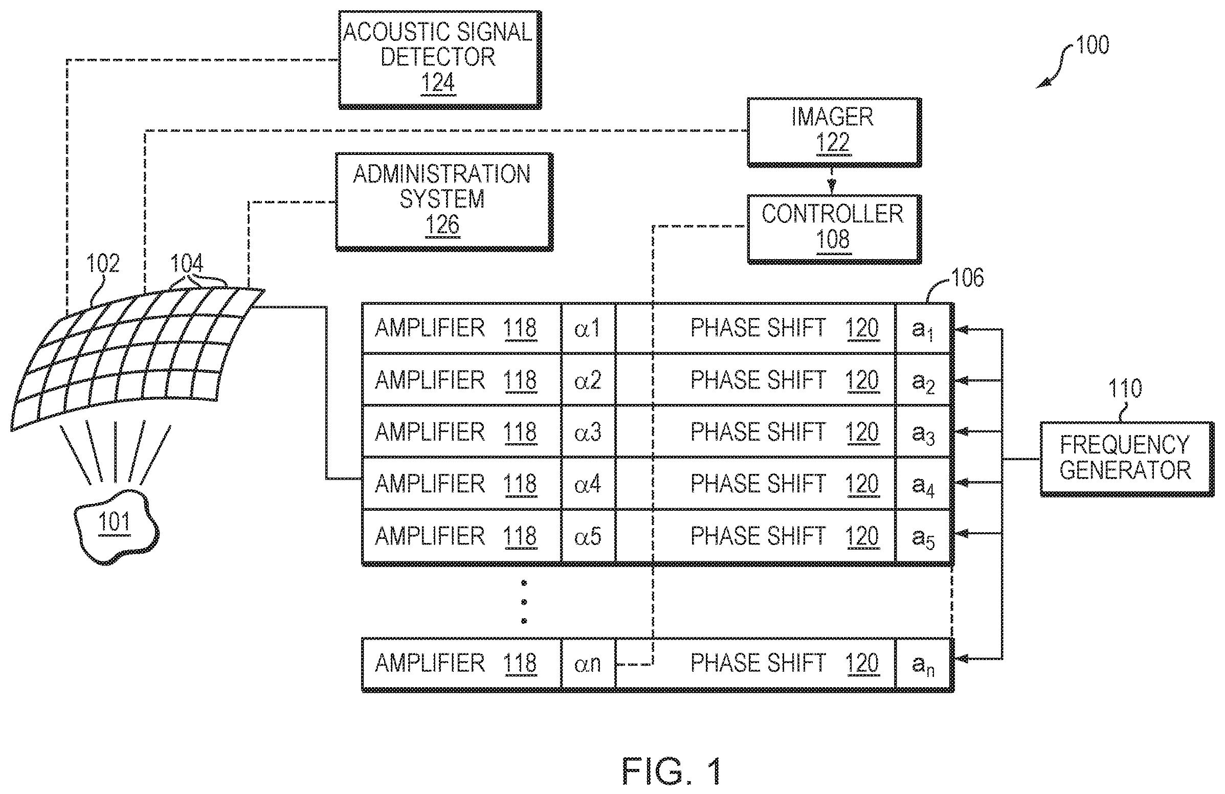 Patent US12350107 Figure 1 – Systems and methods for providing tissue information in an anatomic target region using acoustic reflectors