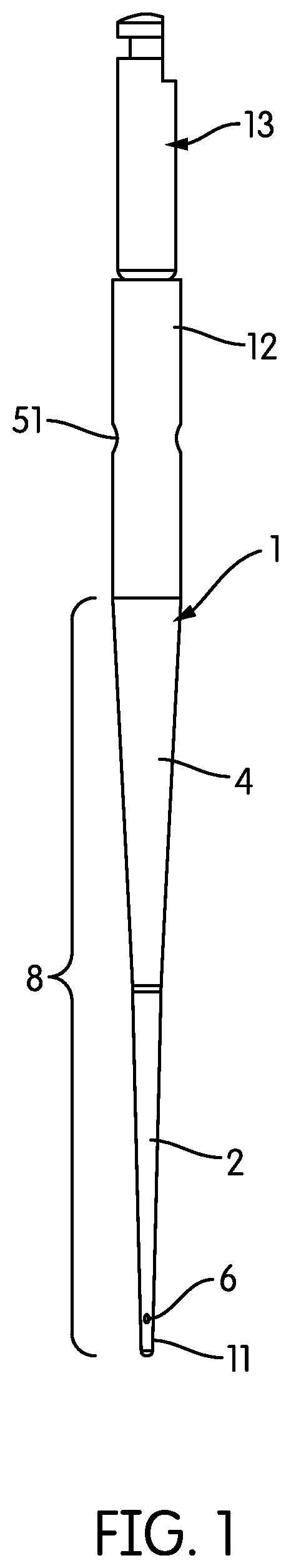 Patent US12350116 Figure 1 – Device for continuous irrigation with activation in endodontics application