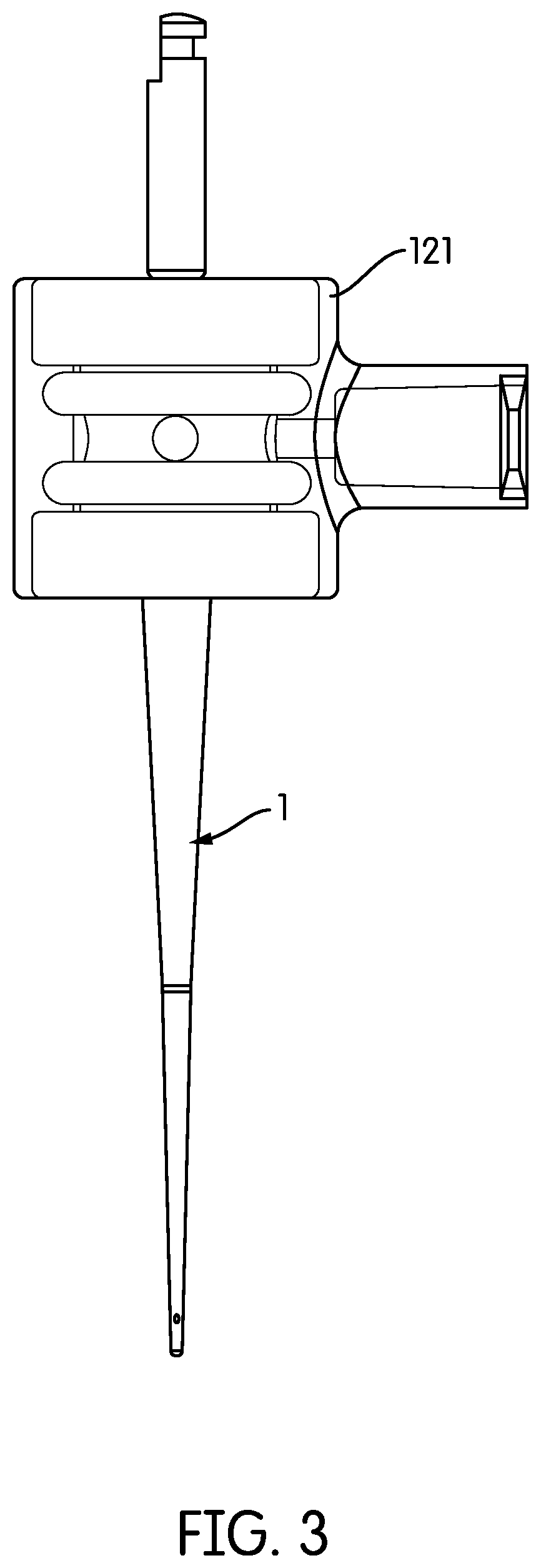 Patent US12350116 Figure 3 – Device for continuous irrigation with activation in endodontics application