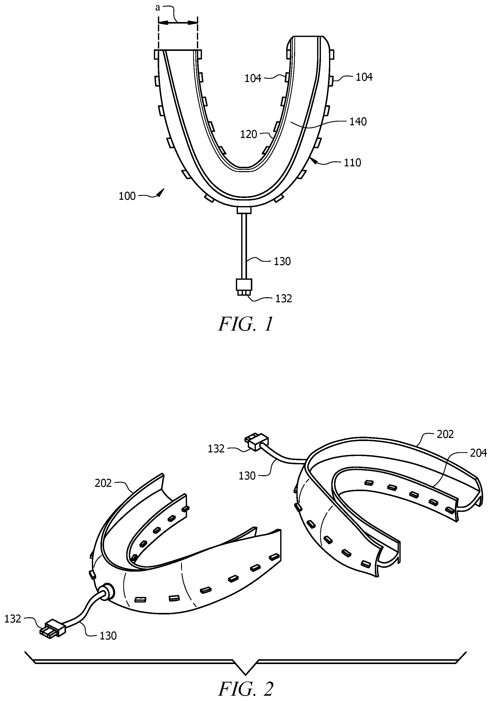 Patent US12350119 — Intra-oral appliance for delivering red, near-infrared and blue light for oral tissue healing — Figure 1