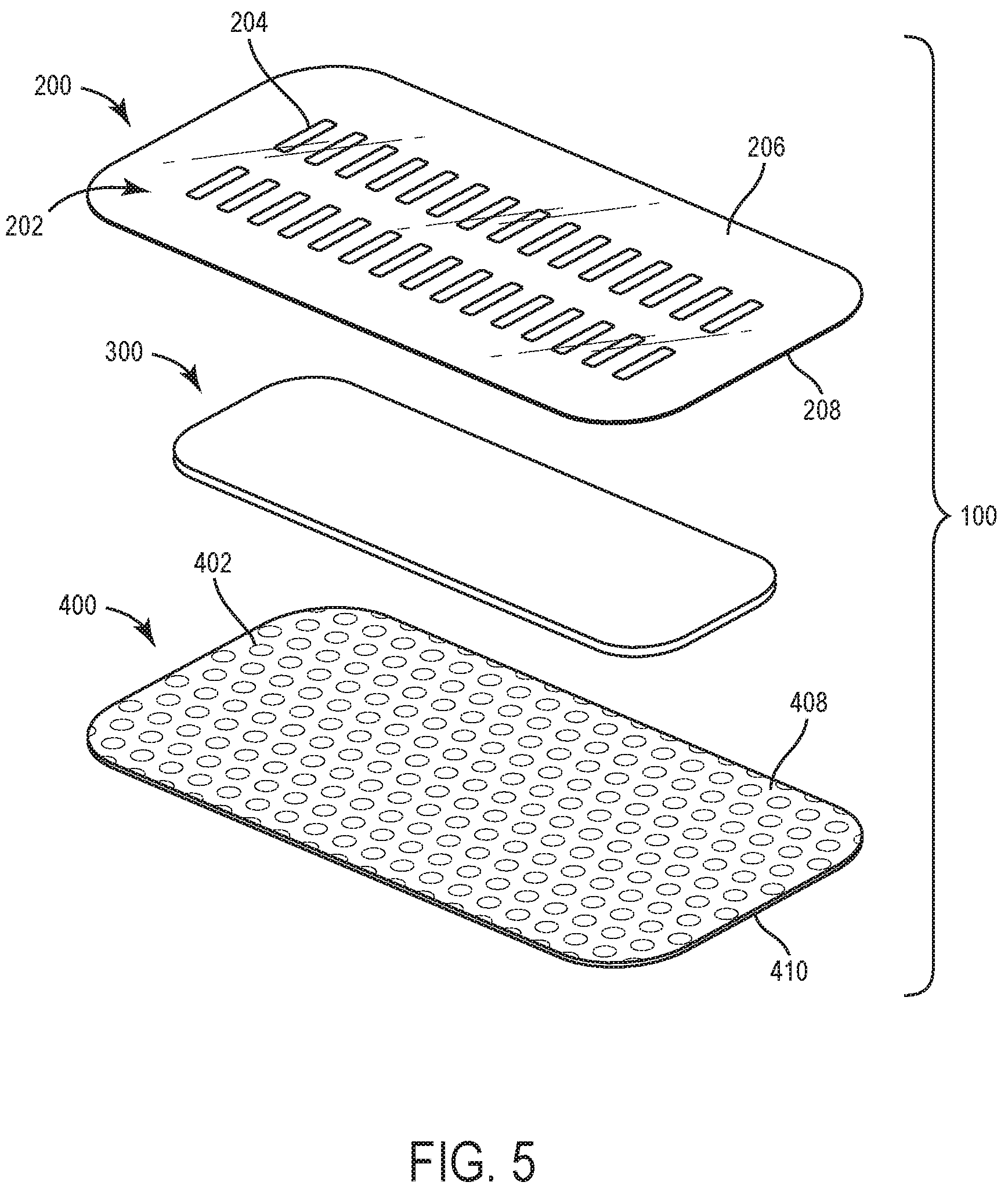 Patent US12350128 Figure 3 – Advanced wound dressing for incisional wounds that provides apposition forces as a result of fluid absorption