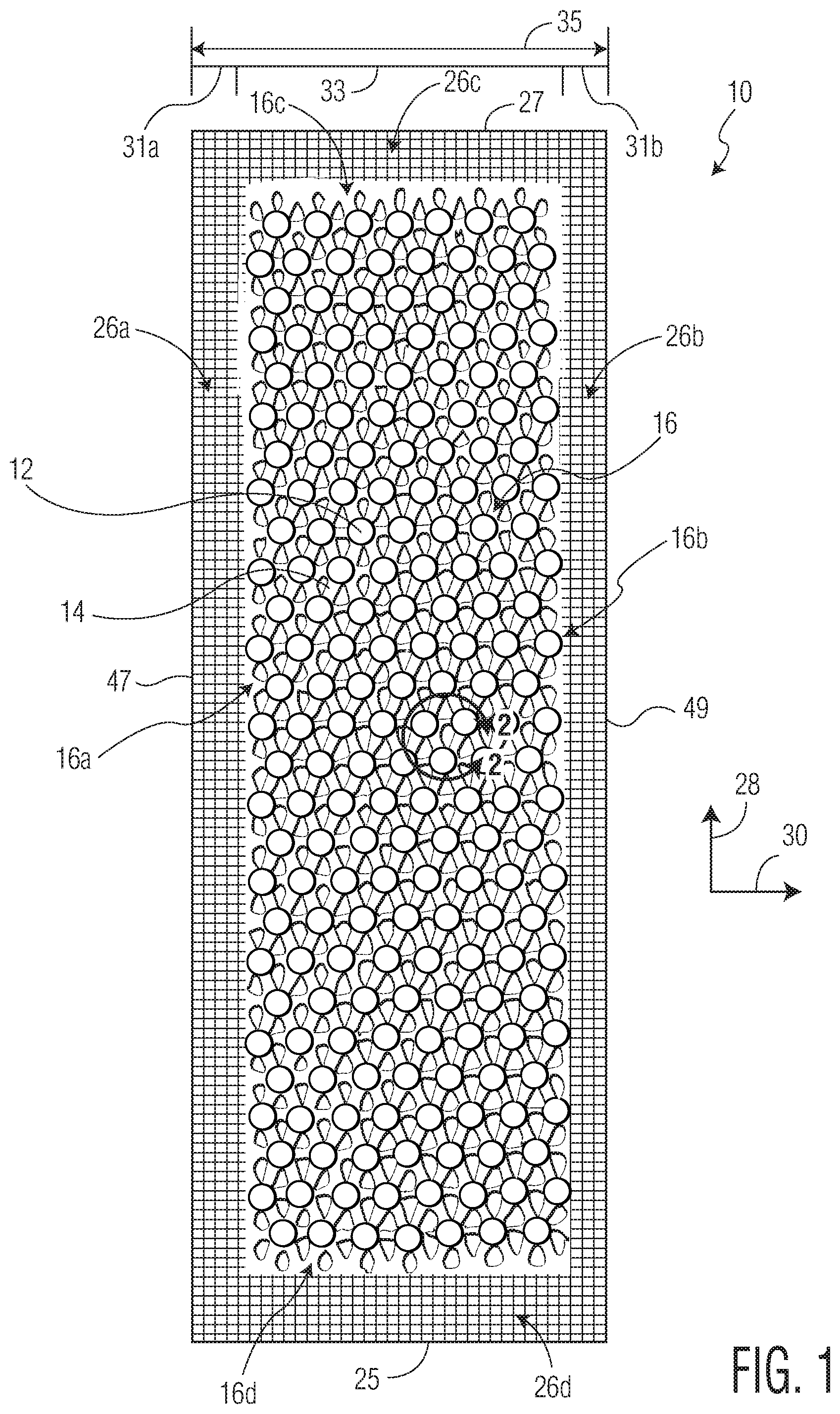 Patent US12350134 — Three-dimensional nonwoven materials and methods of manufacturing thereof — Figure 1