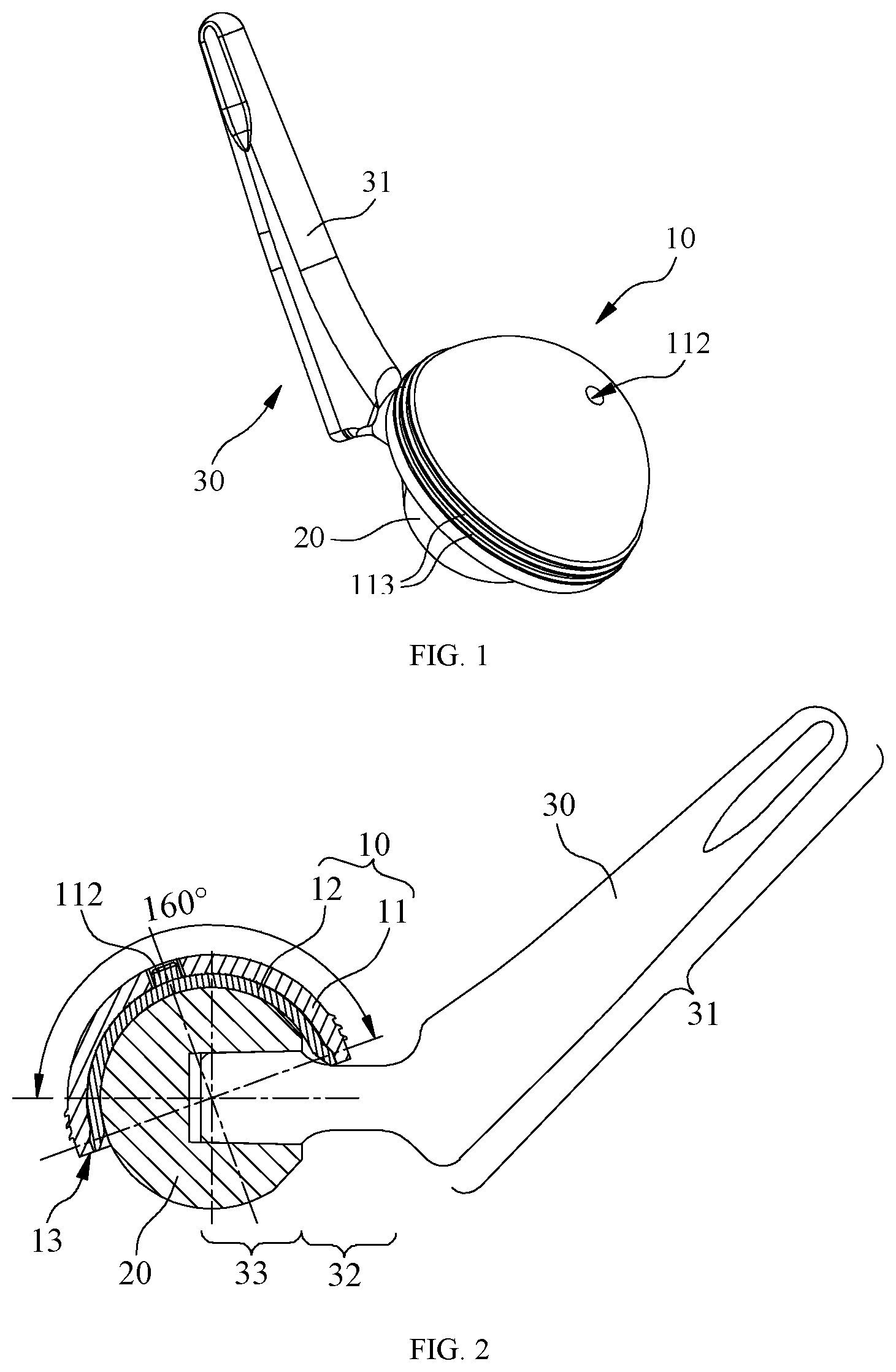Patent US12350162 Figure 1 – Acetabular cup and hip joint prosthesis assembly
