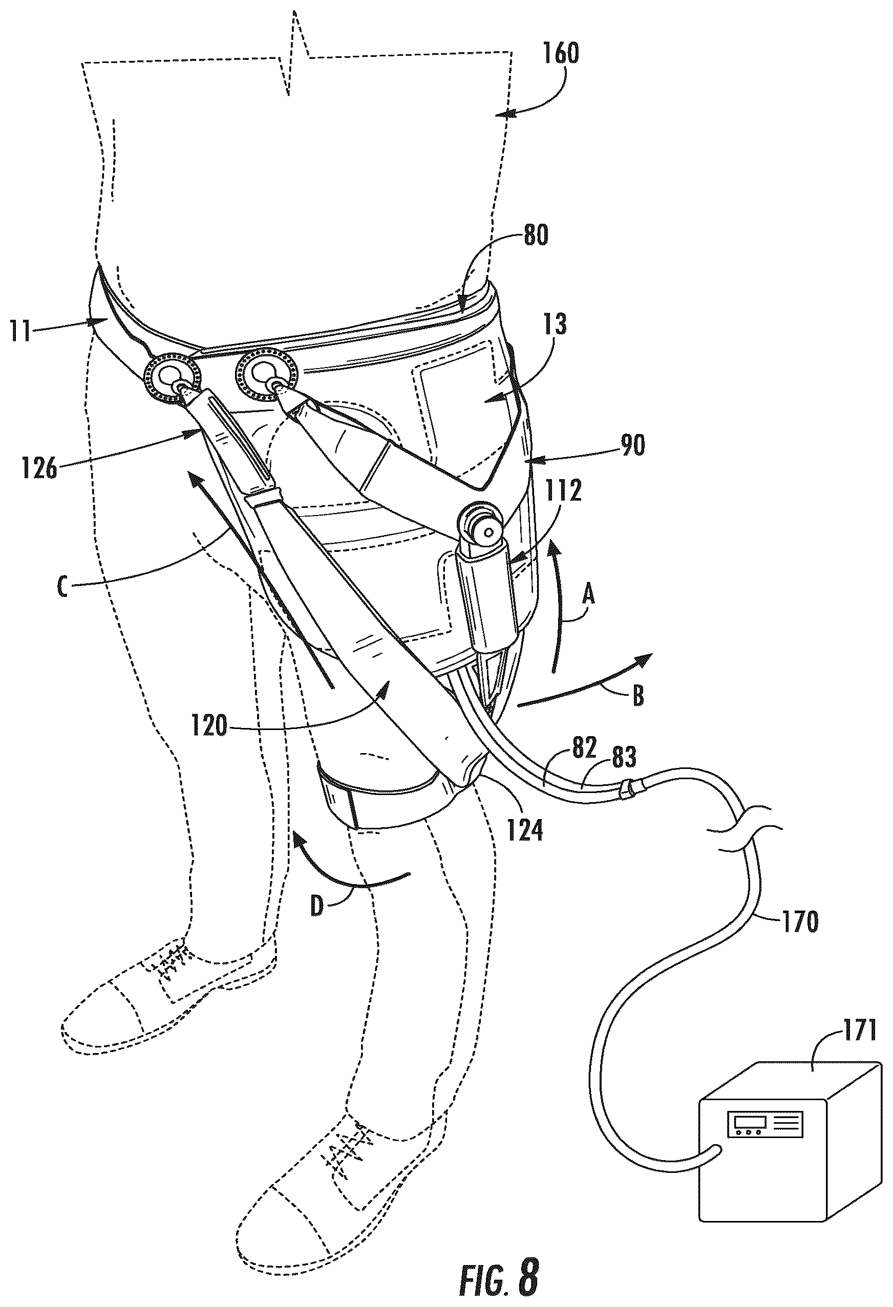 Patent US12350182 Figure 10 – Pain management and post-operative hip orthosis