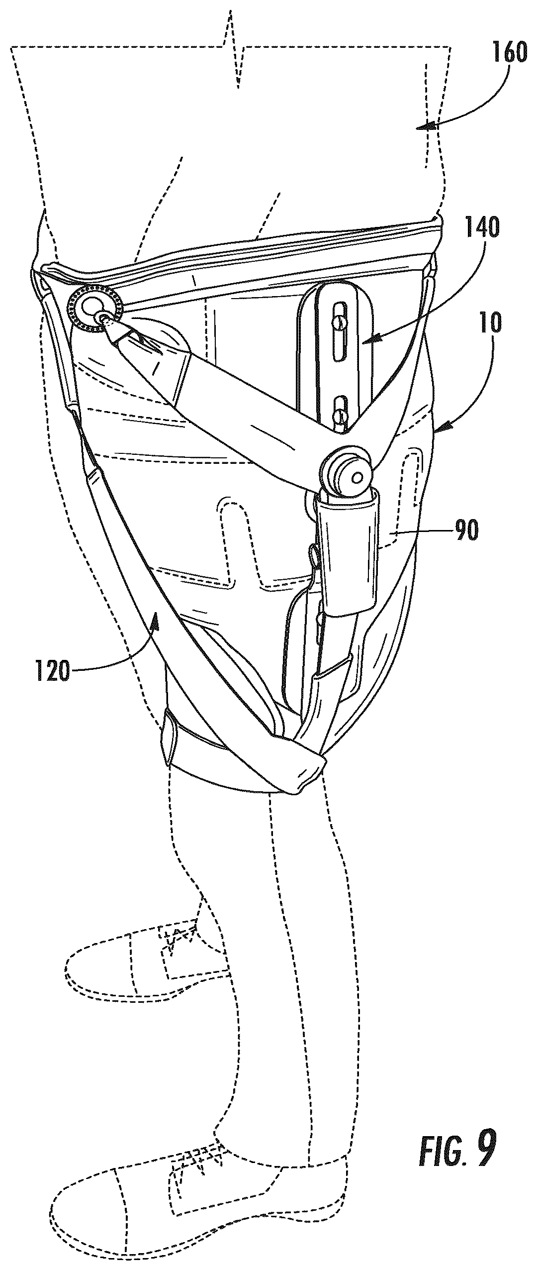 Patent US12350182 Figure 11 – Pain management and post-operative hip orthosis