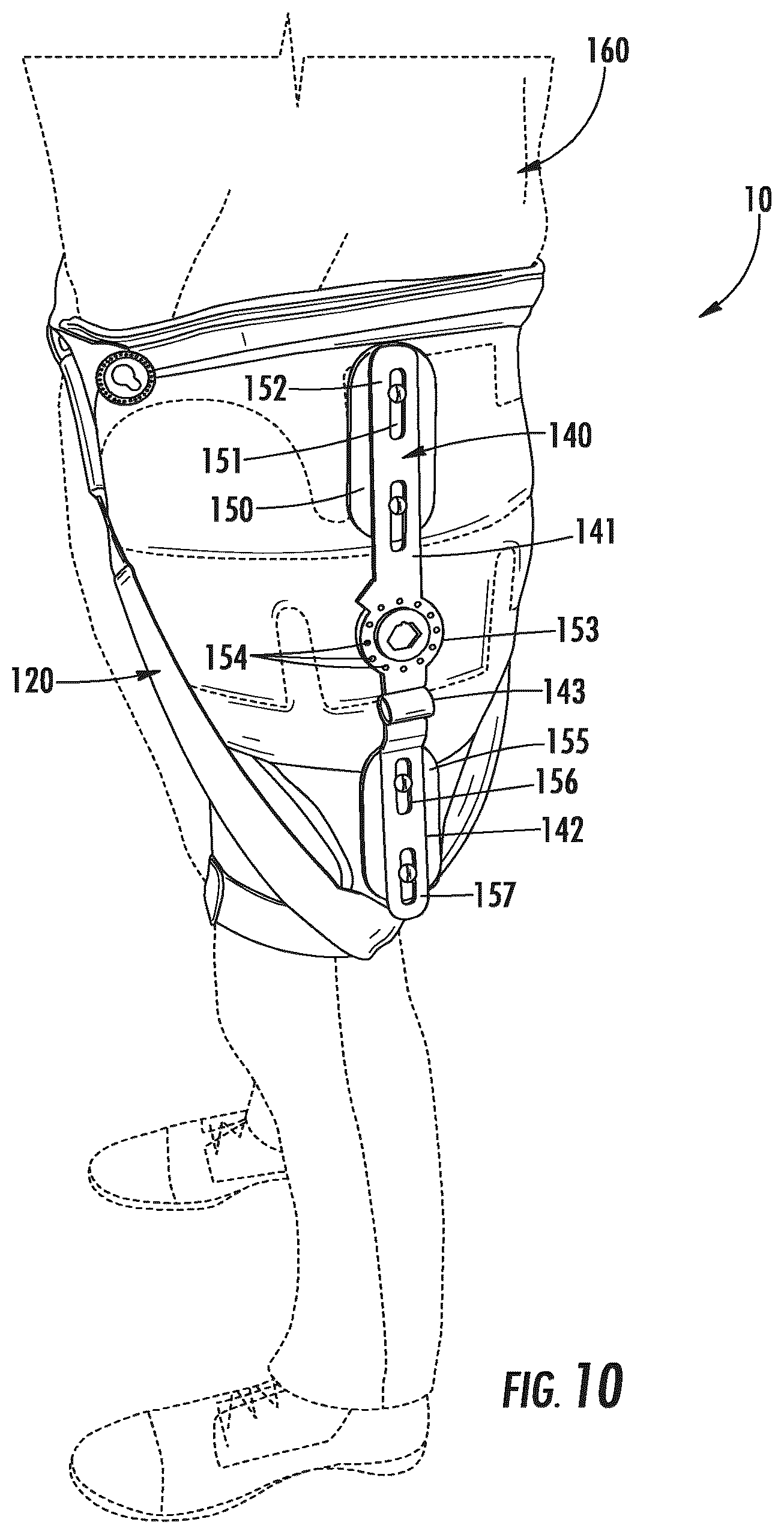 Patent US12350182 Figure 12 – Pain management and post-operative hip orthosis