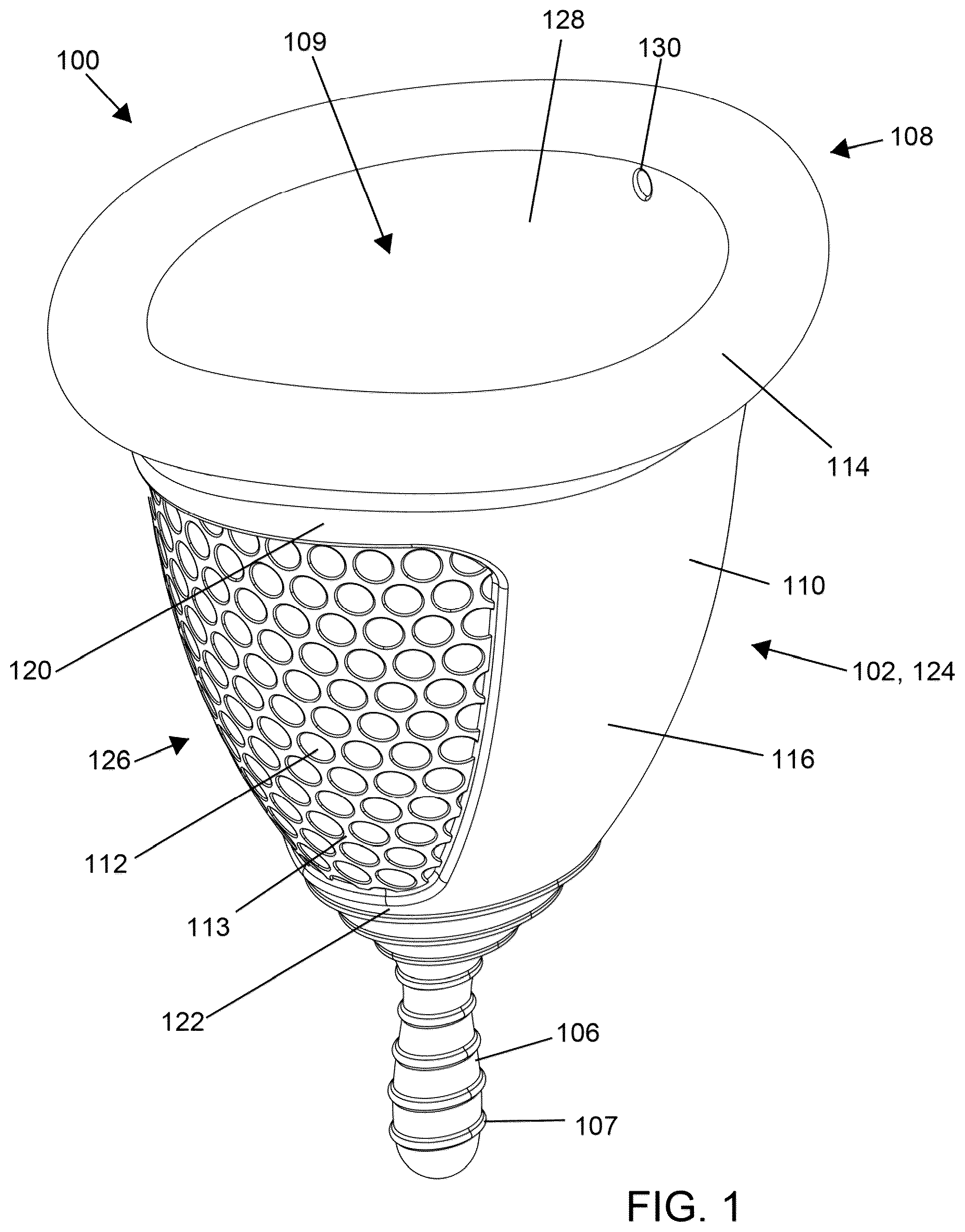 Patent US12350189 Figure 1 – Menstrual collection device, applicator and a method of inserting a menstrual collection device with an applicator