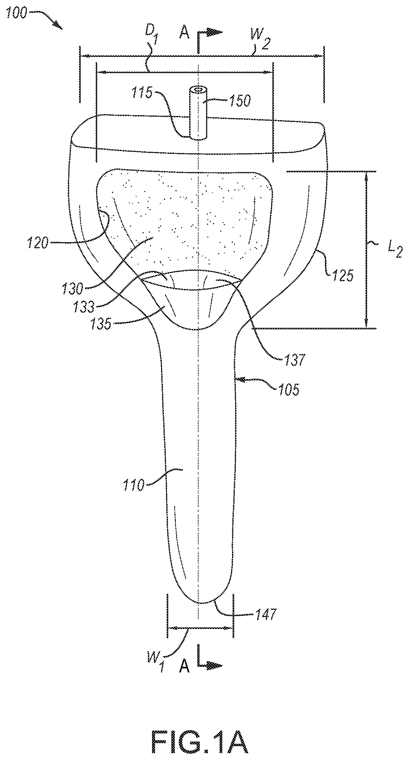 Patent US12350190 Figure 1 – Urine collection devices having a relatively wide portion and an elongated portion and related methods